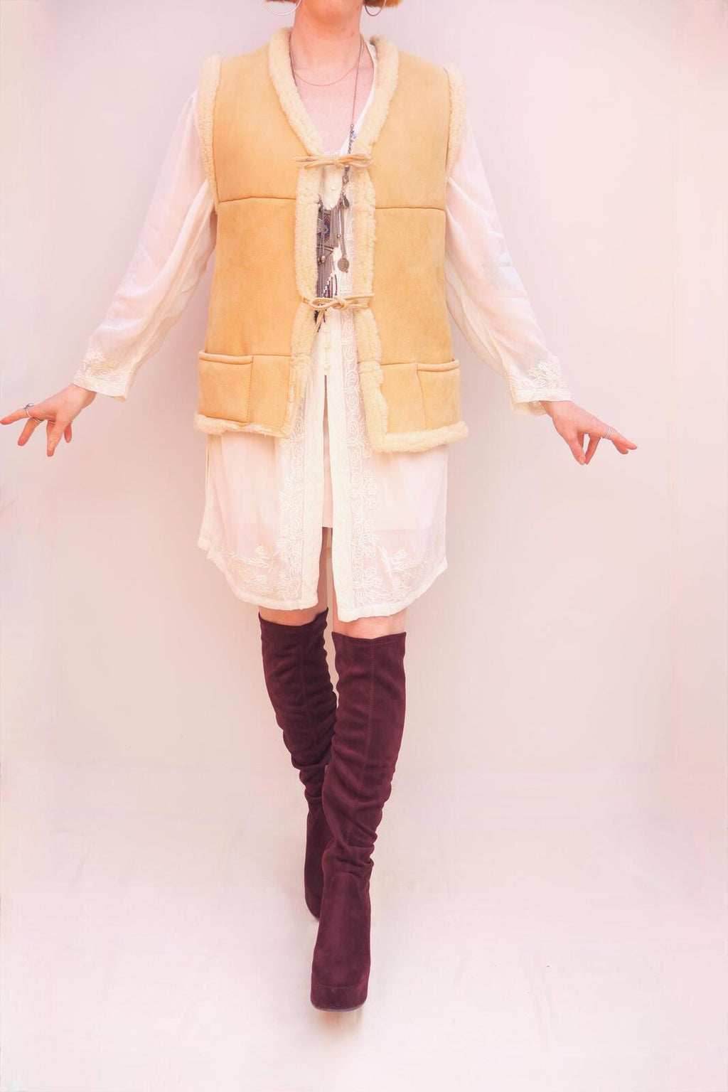 Vintage Sheepskin Gilet Jacket