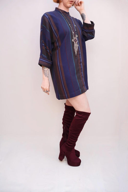 Vintage Striped Shirt Dress