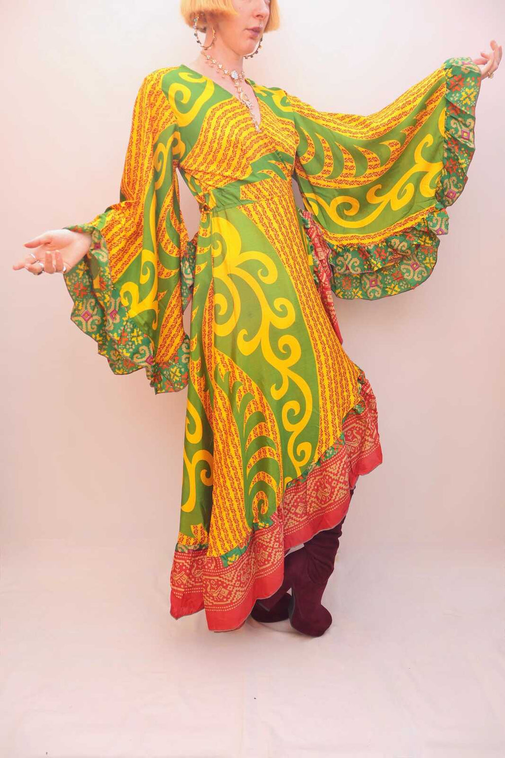 Upcycled Sari Wrap Dress