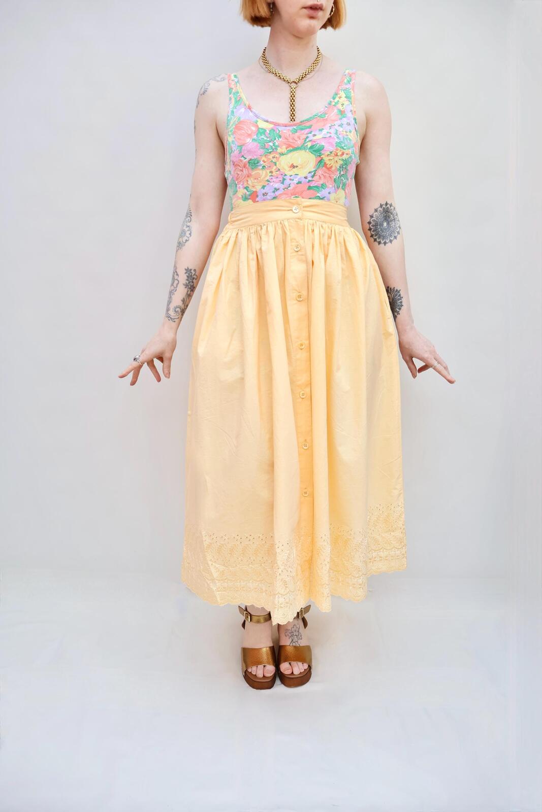 Vintage Buttercup Embroidered Skirt
