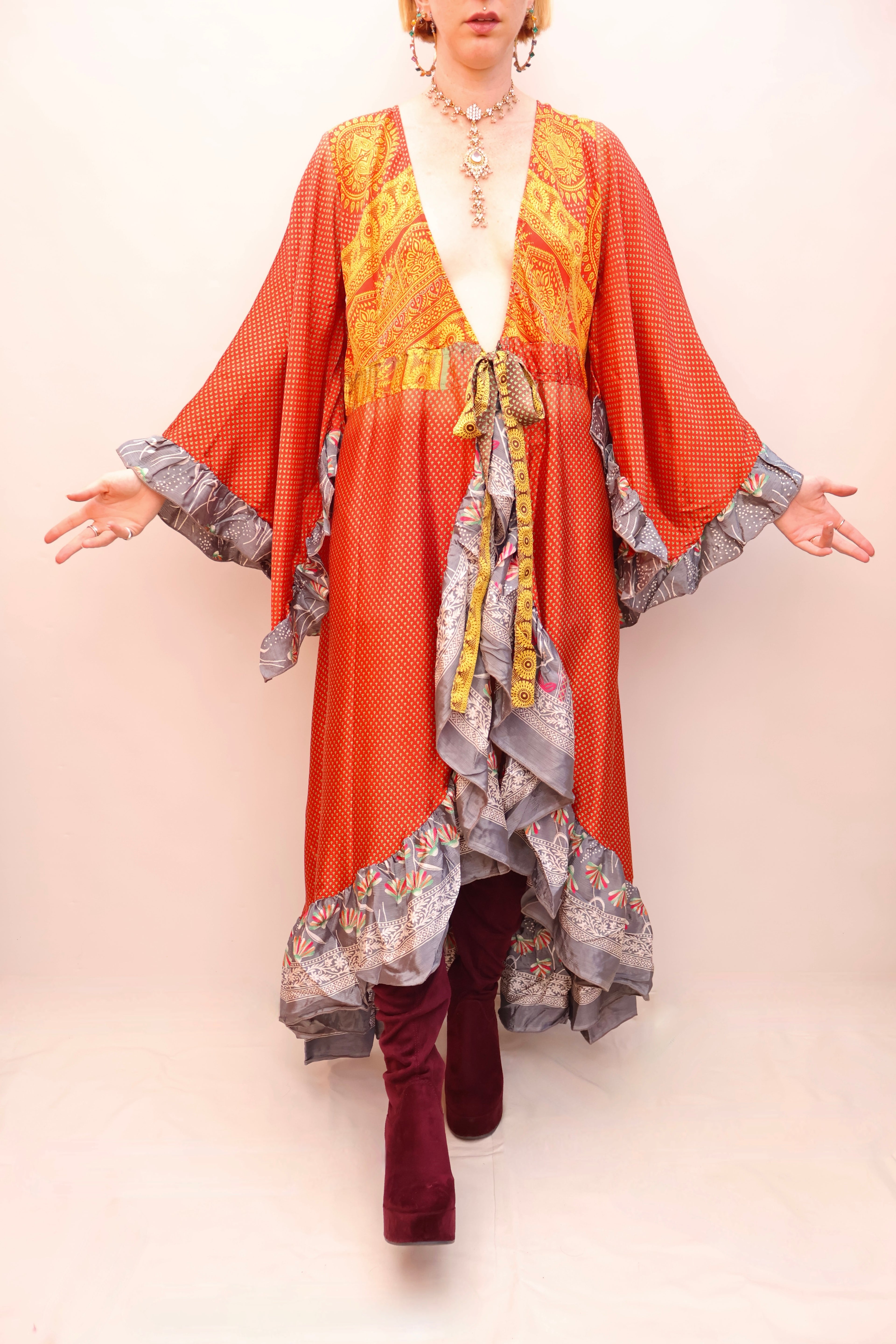 Upcycled Sari Wrap Dress