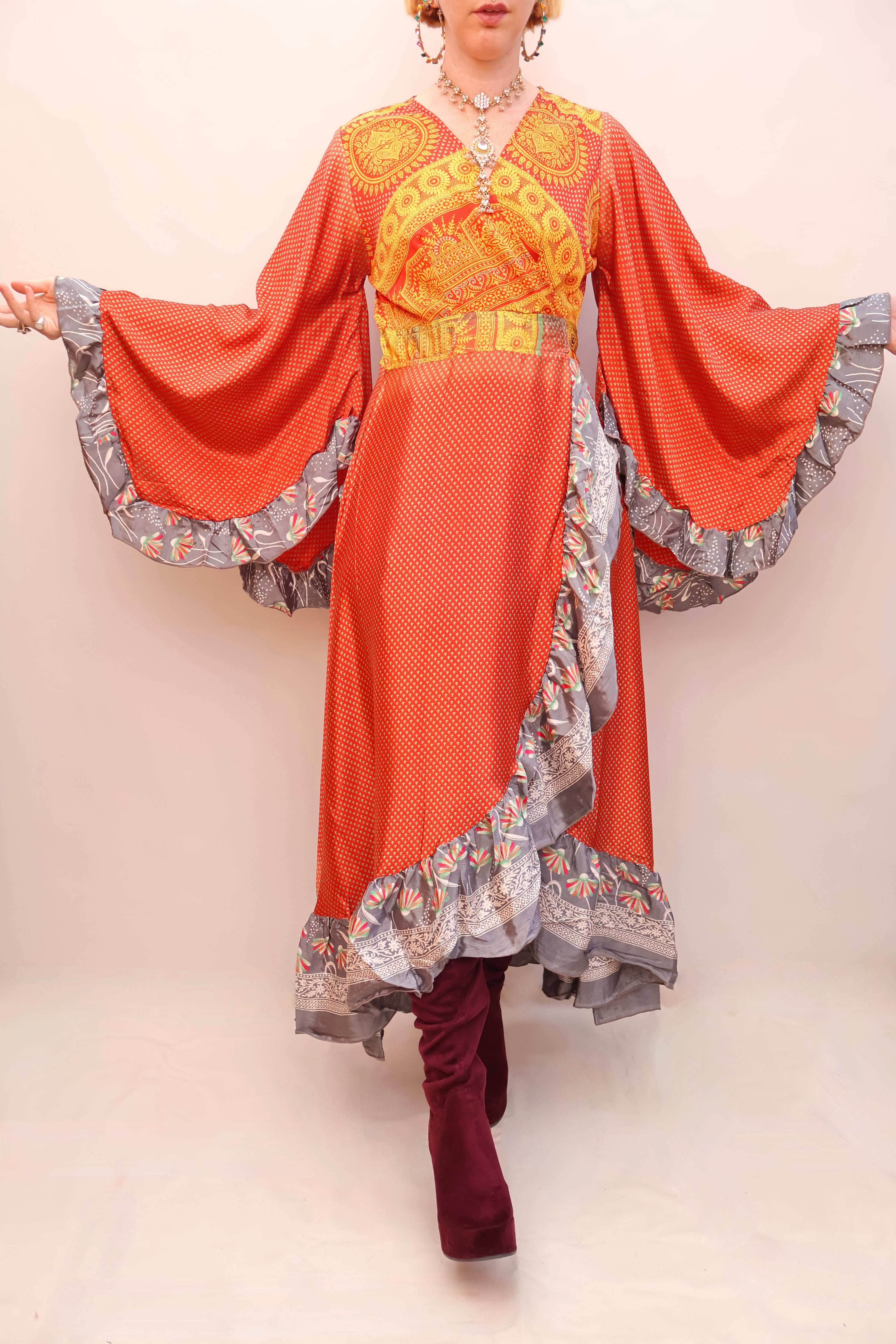 Upcycled Sari Wrap Dress