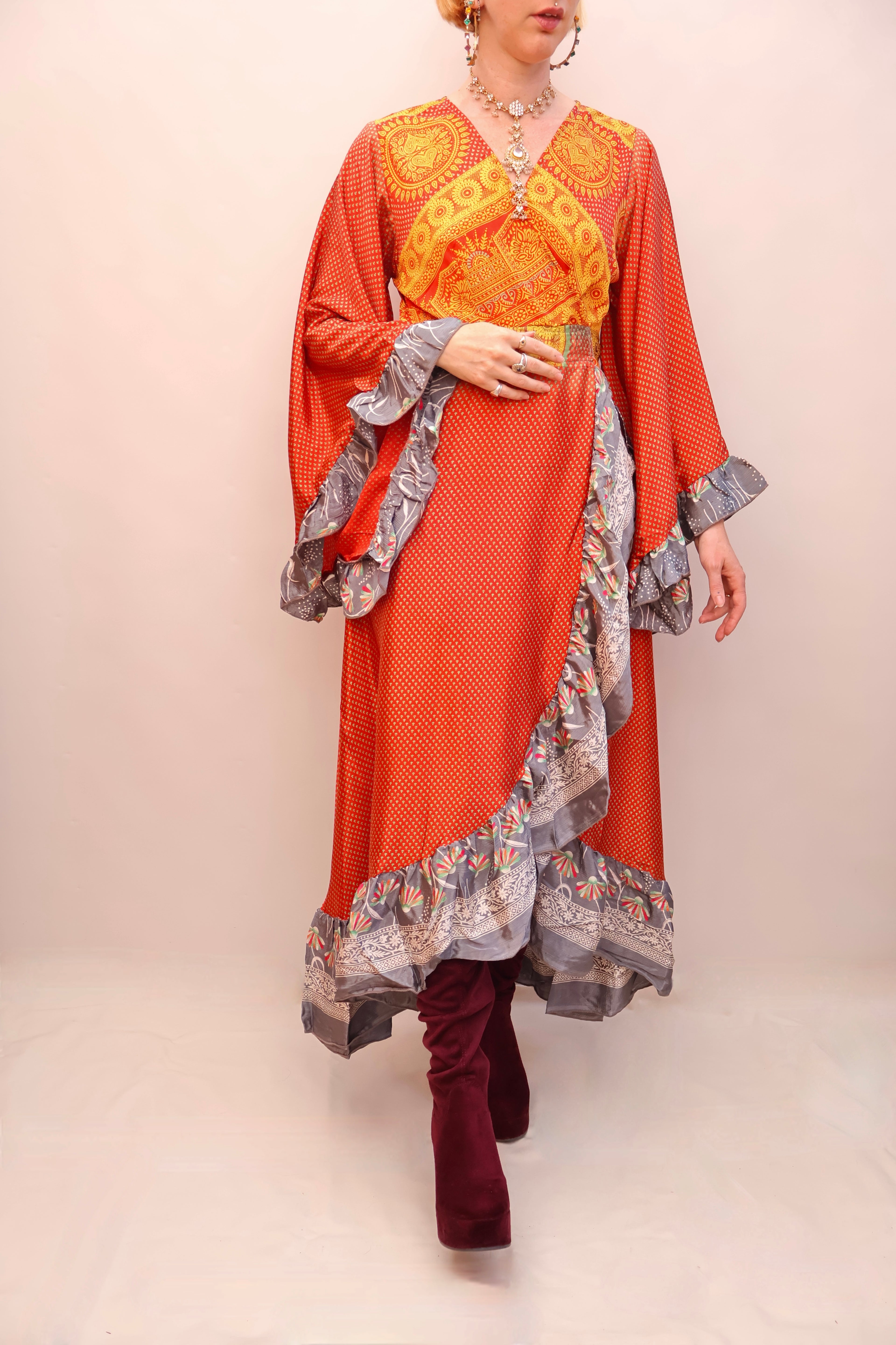 Upcycled Sari Wrap Dress