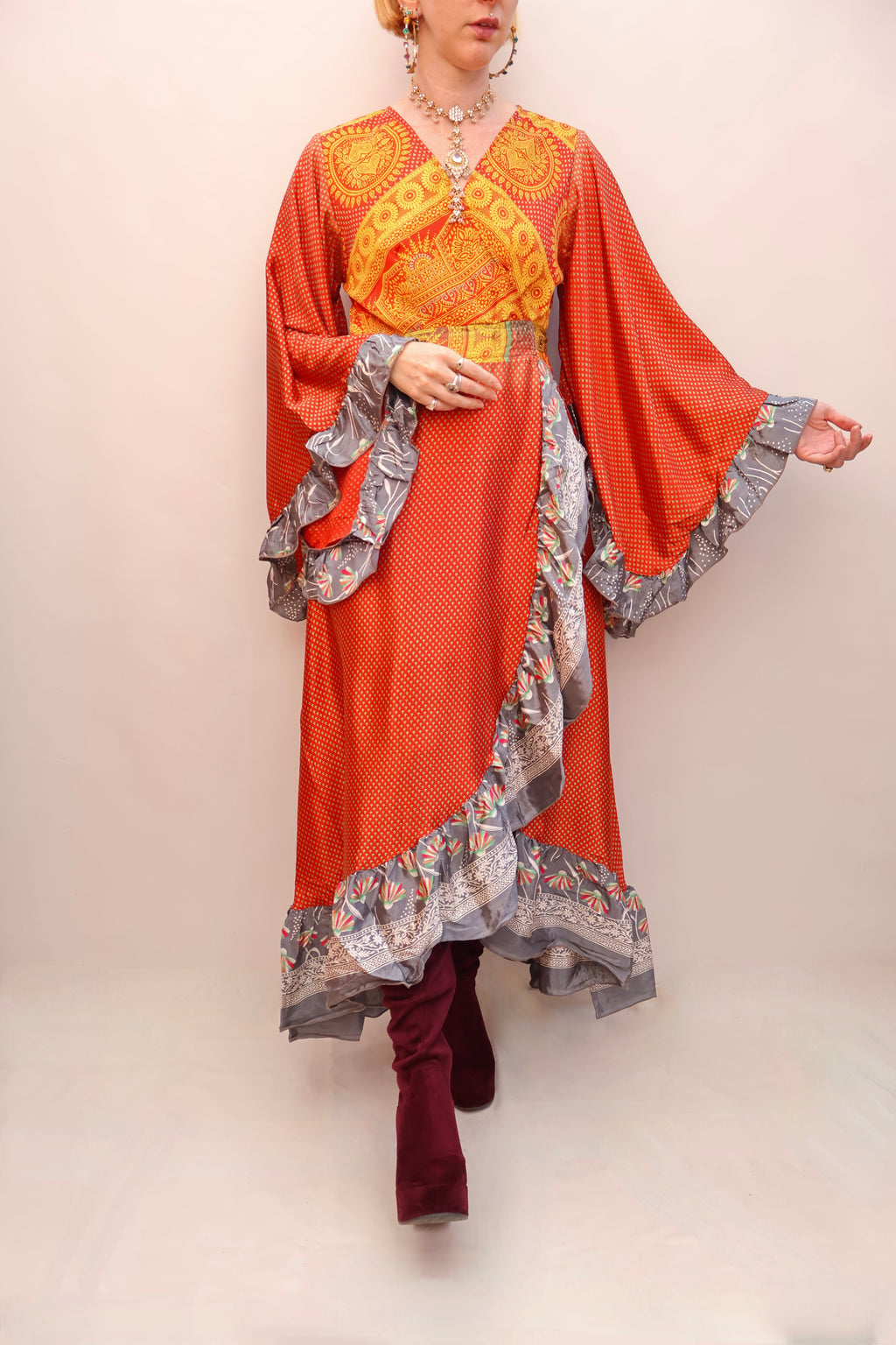 Upcycled Sari Wrap Dress