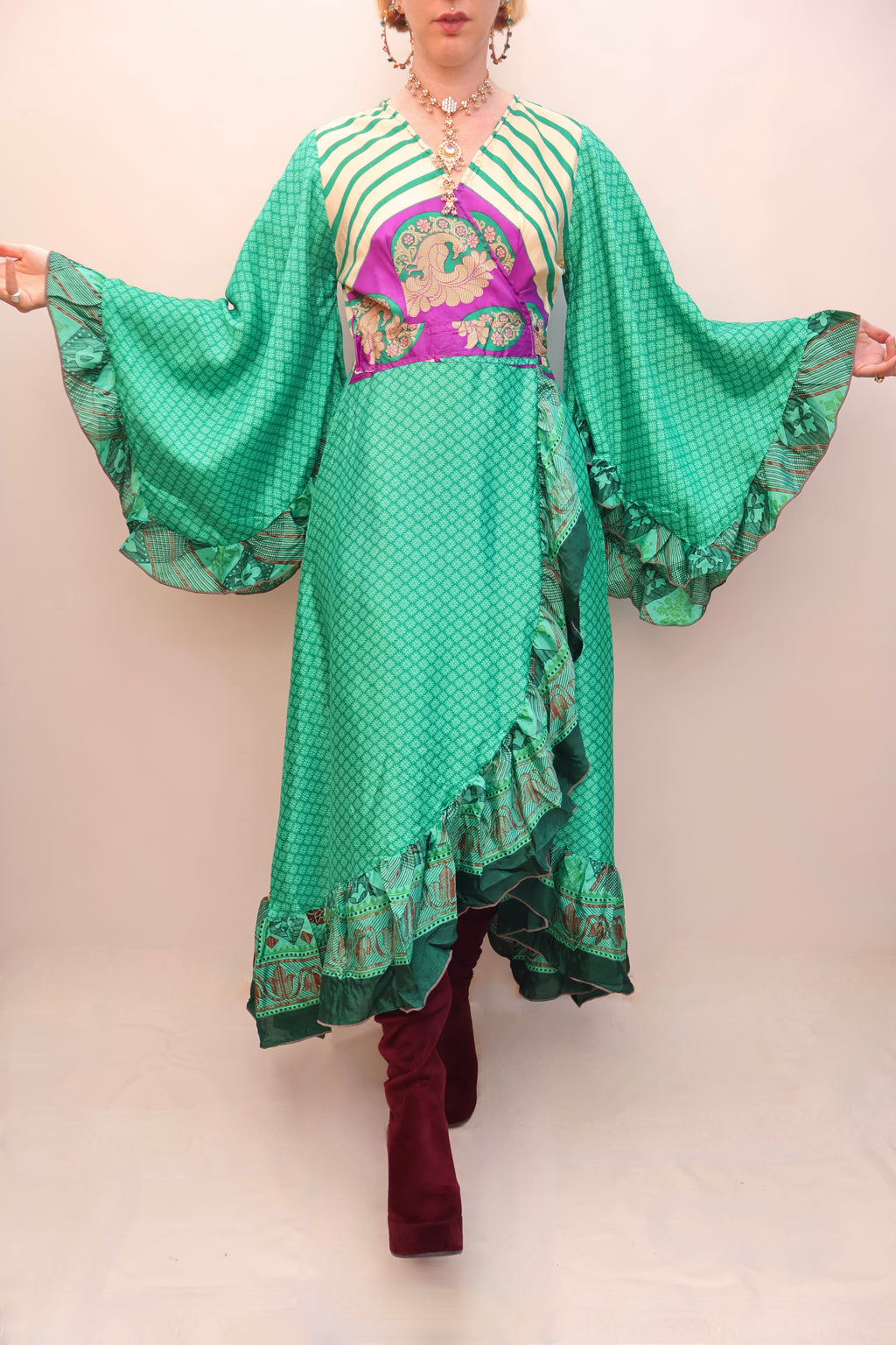 Upcycled Sari Wrap Dress