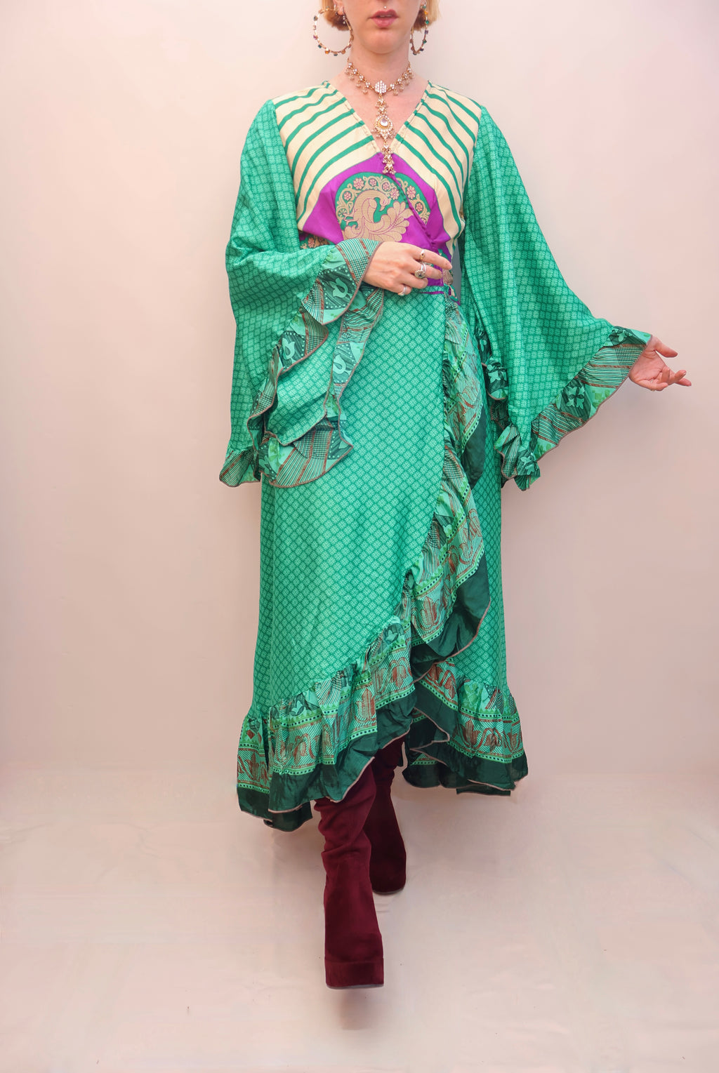 Upcycled Sari Wrap Dress
