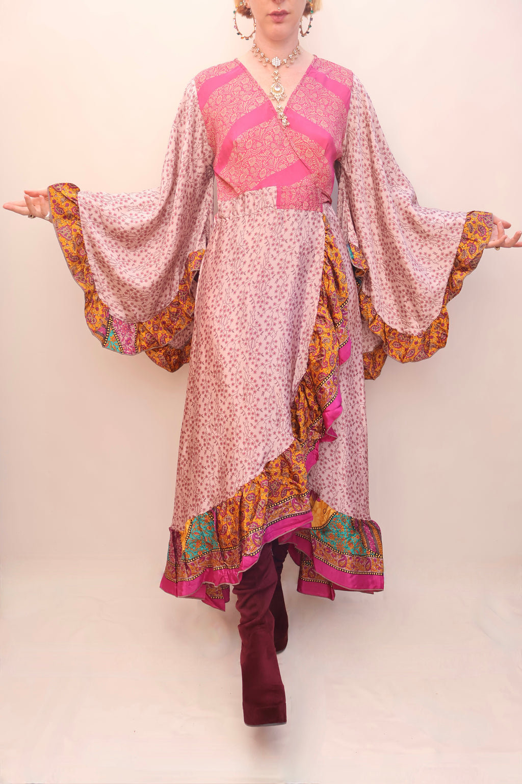 Upcycled Sari Wrap Dress