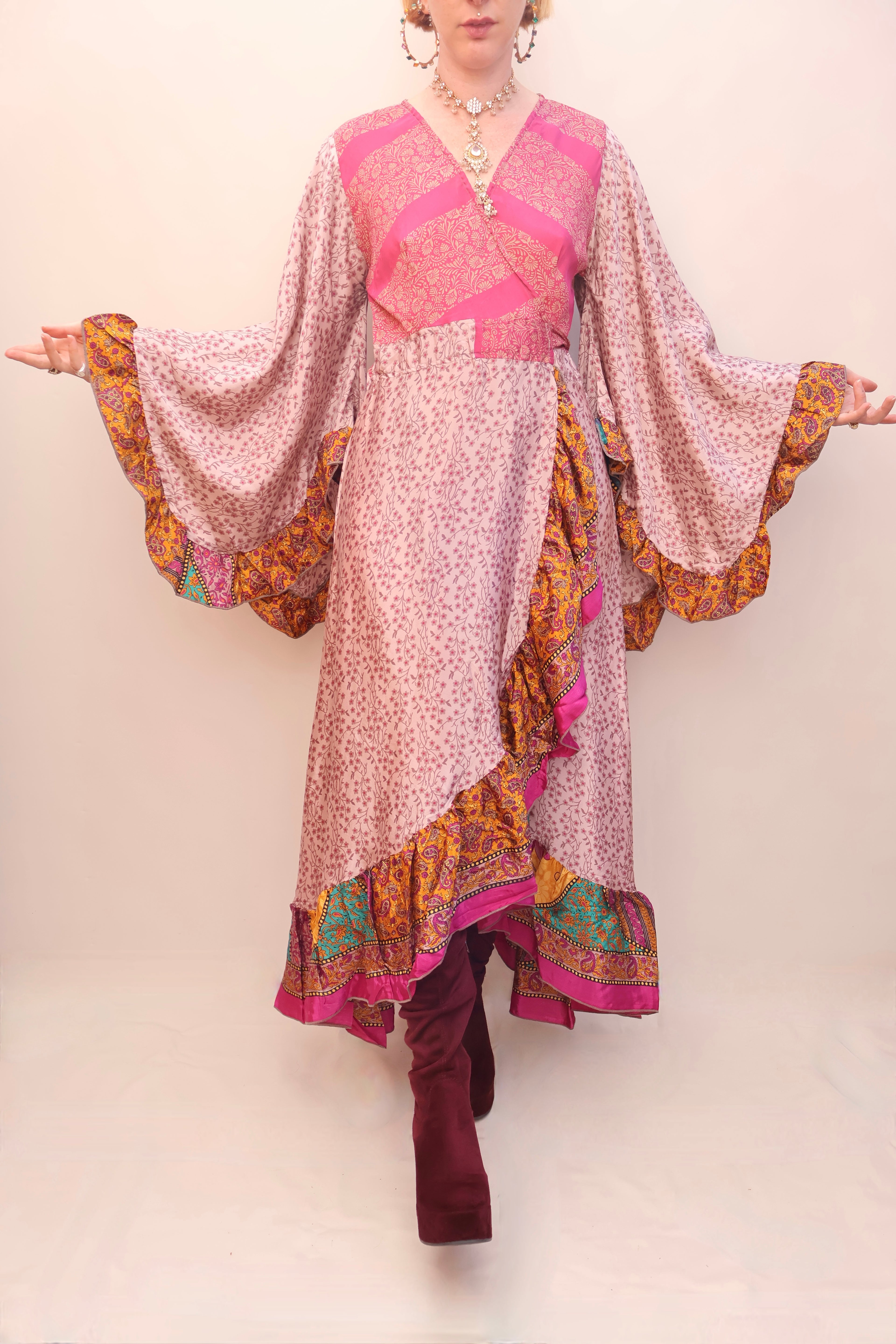 Upcycled Sari Wrap Dress