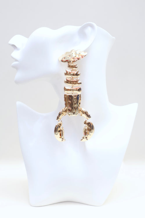 Gold Lobster Earrings