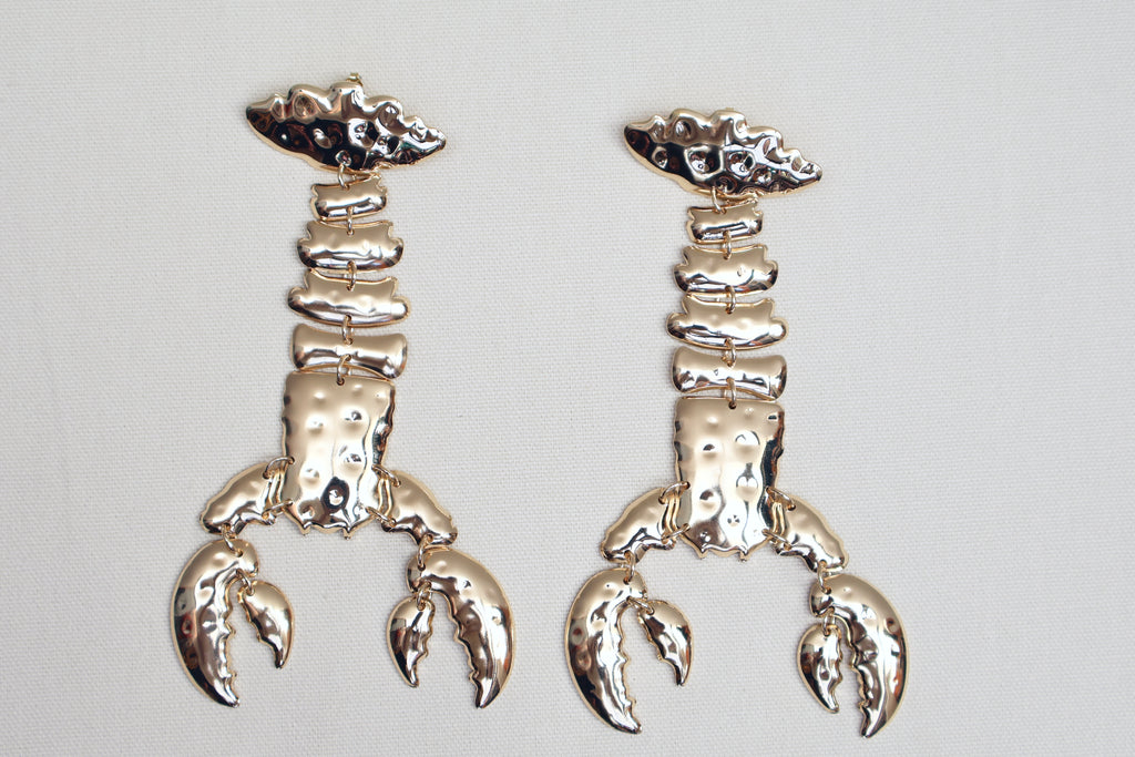 Gold Lobster Earrings