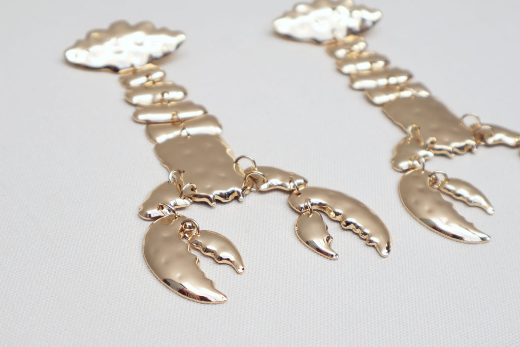 Gold Lobster Earrings