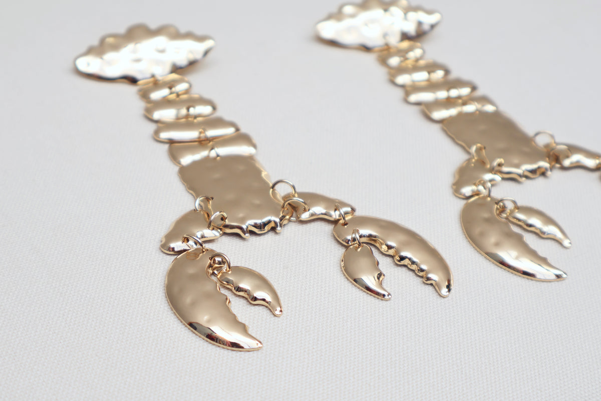 Gold Lobster Earrings