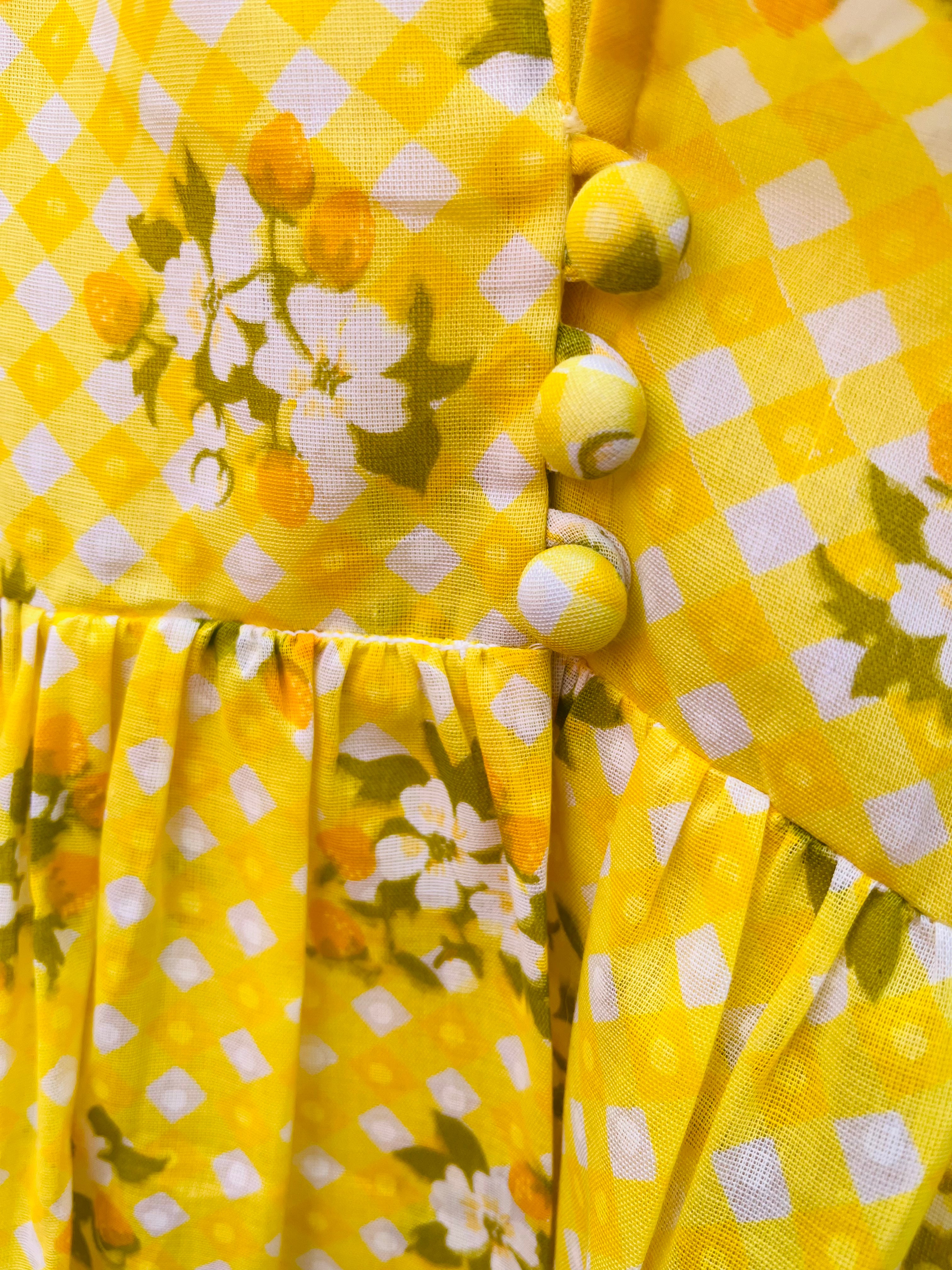 Vintage 70s Buttercup Gingham Dress
