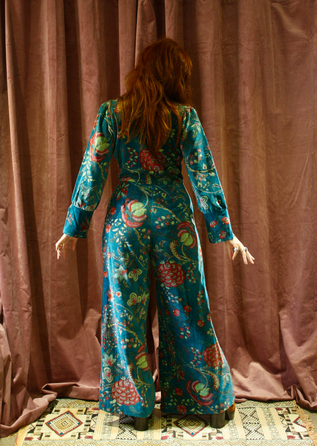 Velvet Floral 70's Jumpsuit