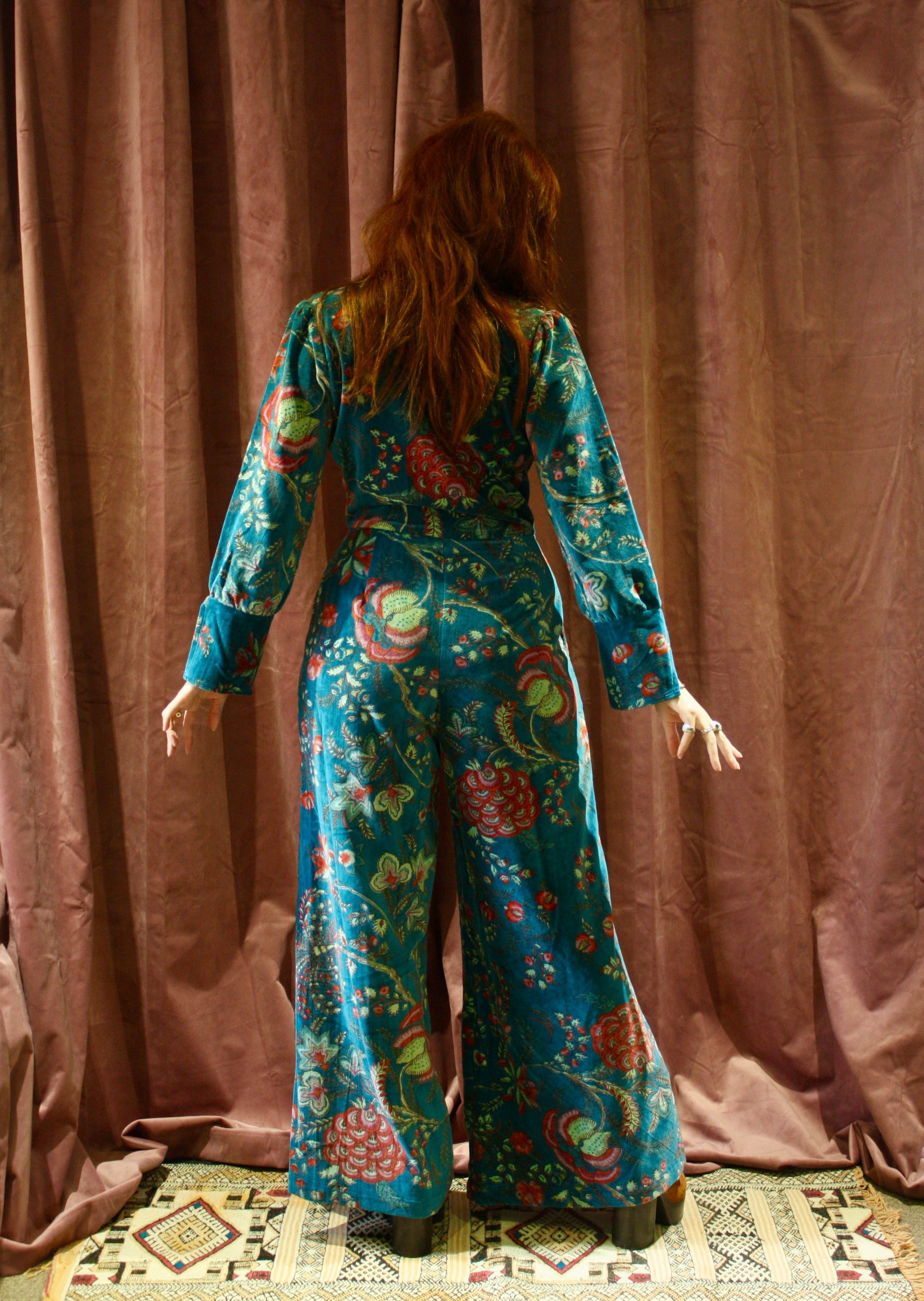 Velvet Floral 70's Jumpsuit