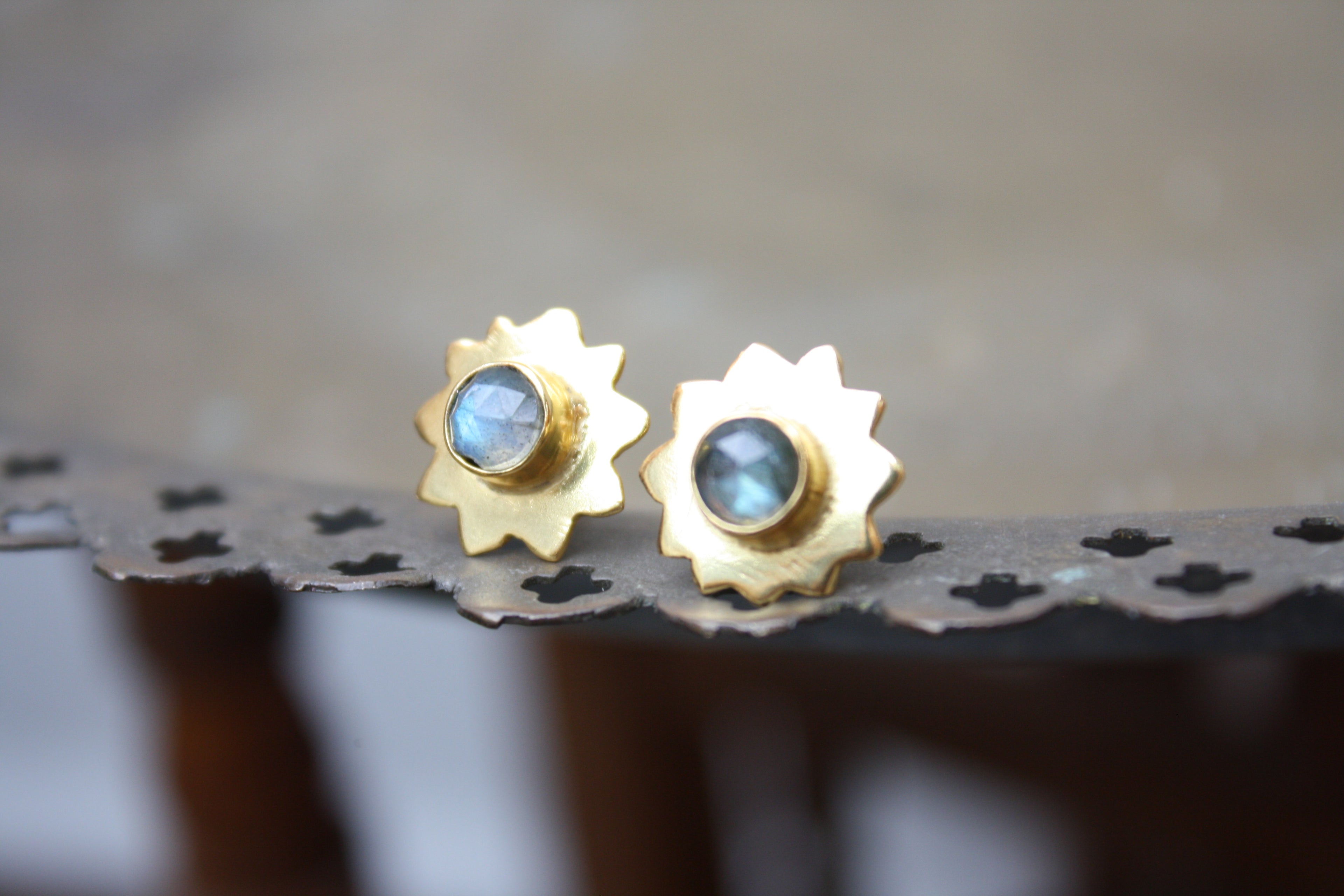 Gold Sun Stud Earrings