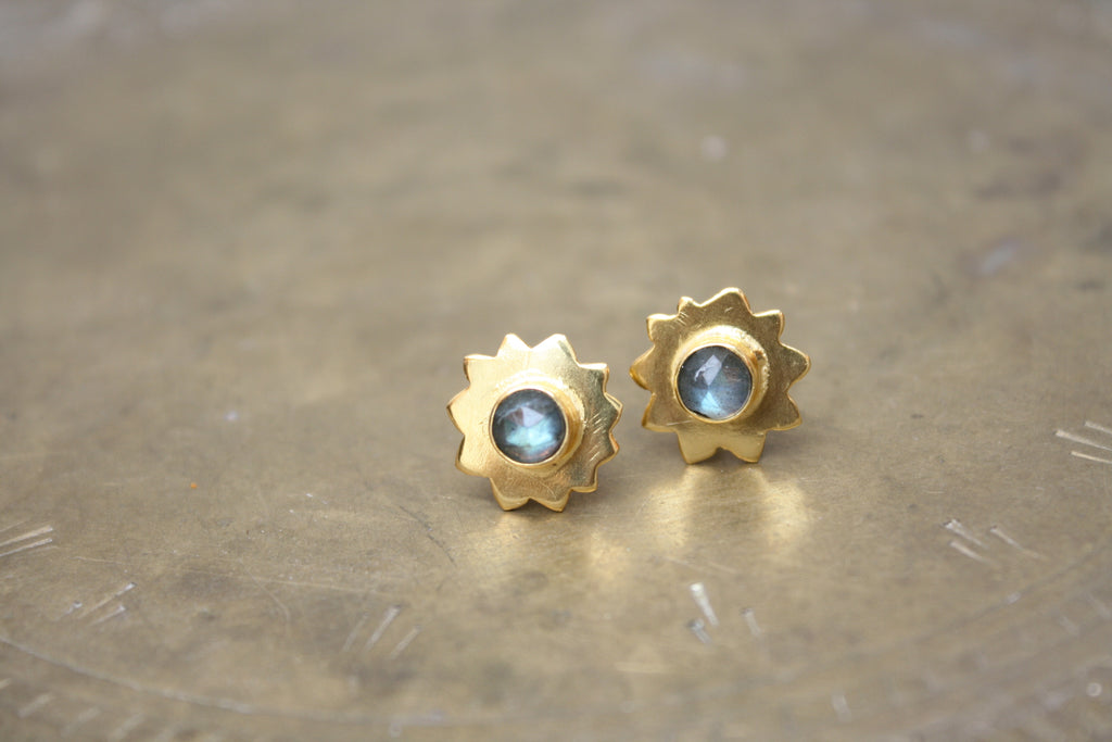 Gold Sun Stud Earrings