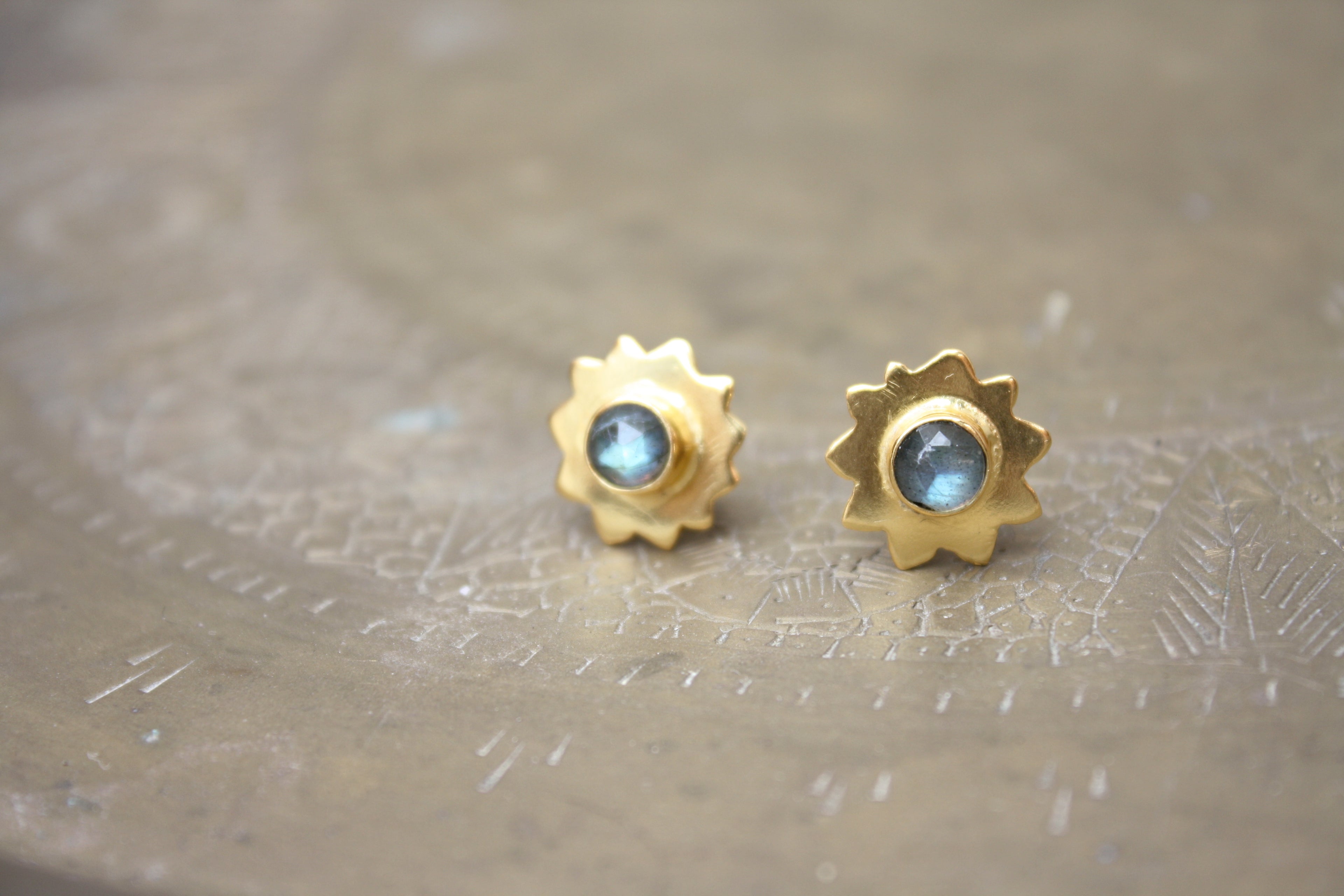 Gold Sun Stud Earrings