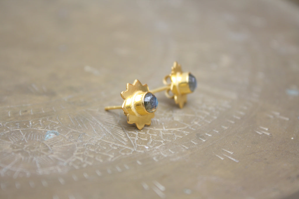 Gold Sun Stud Earrings