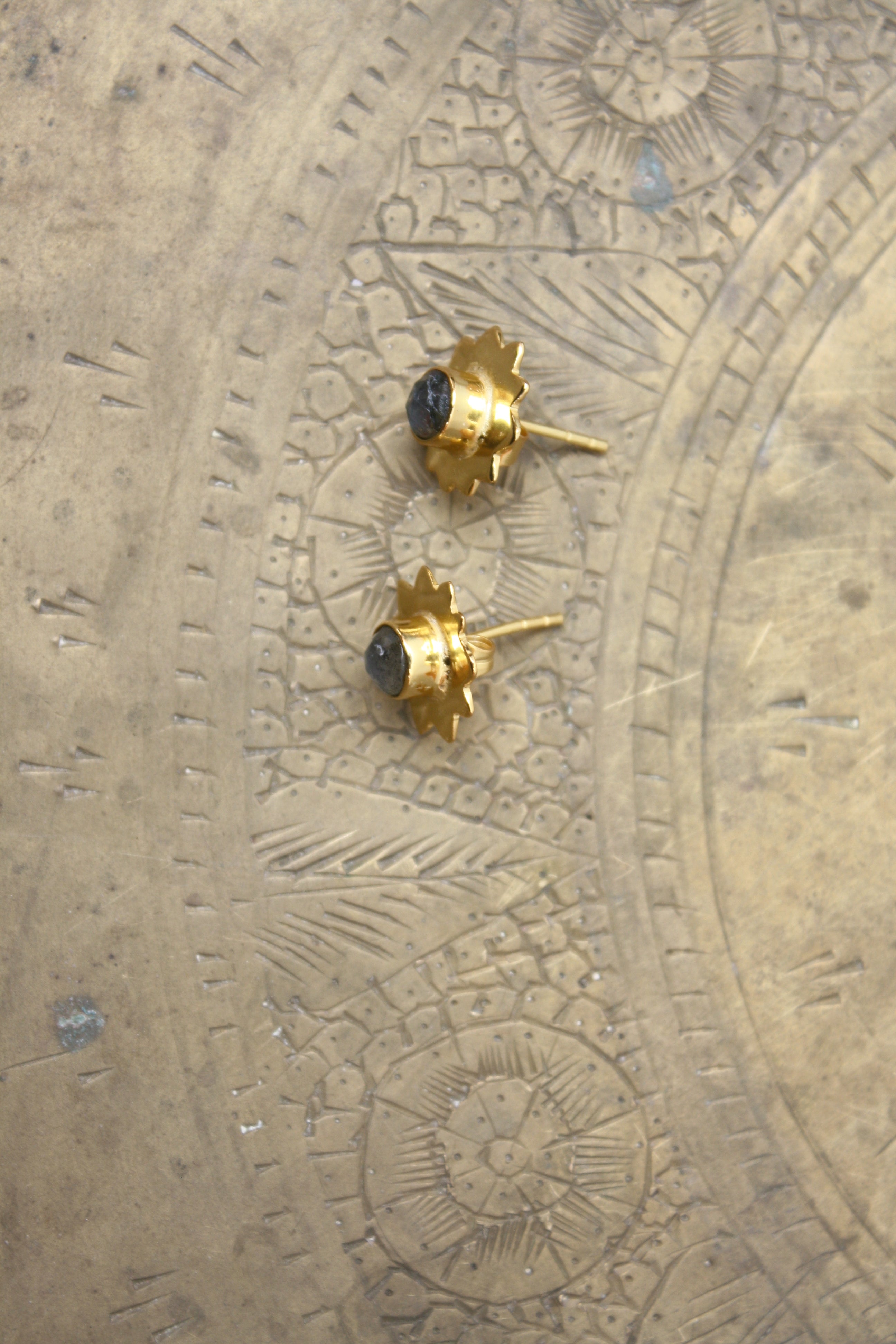 Gold Sun Stud Earrings