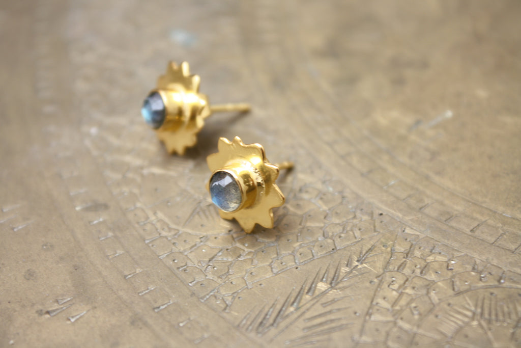 Gold Sun Stud Earrings