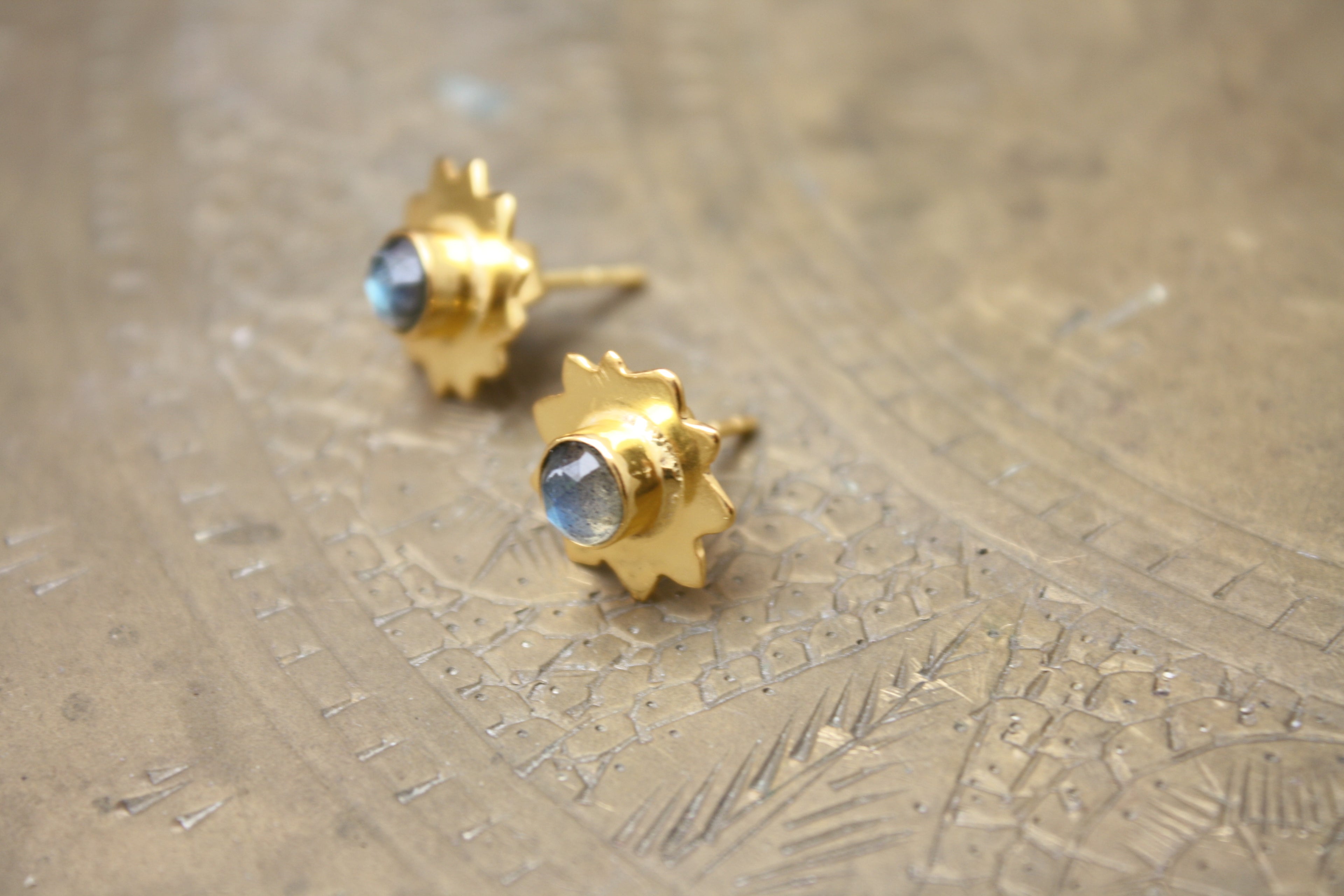 Gold Sun Stud Earrings