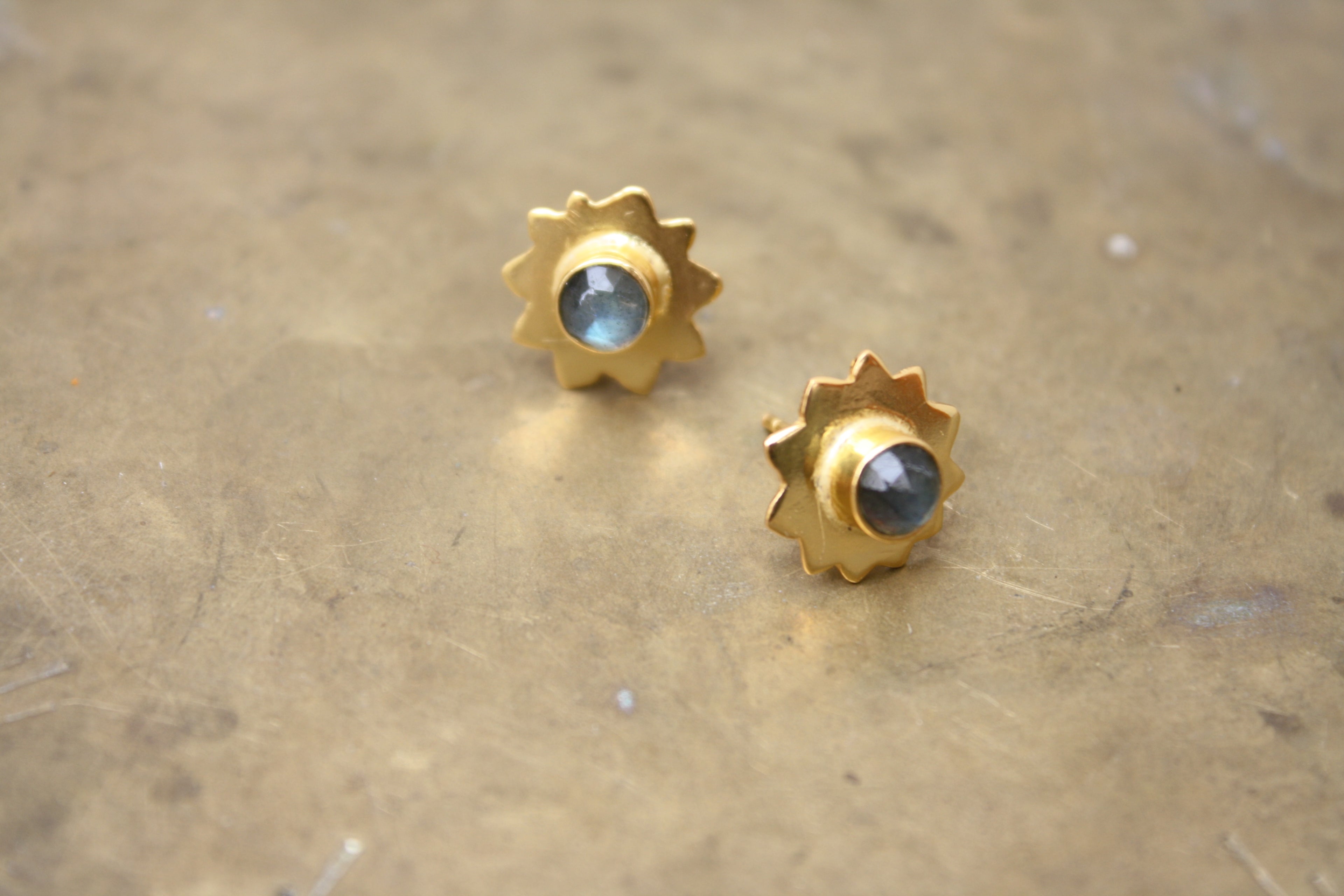 Gold Sun Stud Earrings