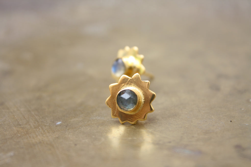 Gold Sun Stud Earrings