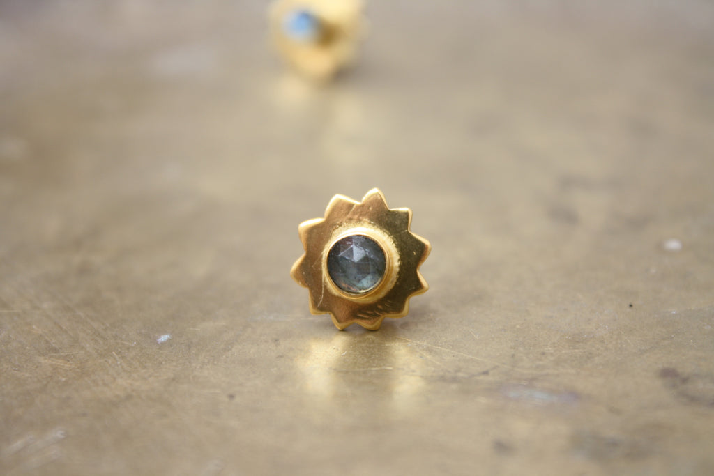 Gold Sun Stud Earrings