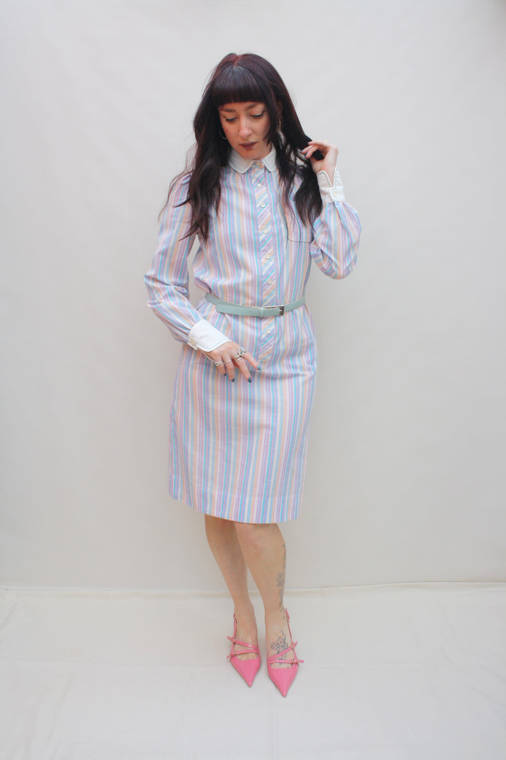 Vintage Striped Shirt Dress
