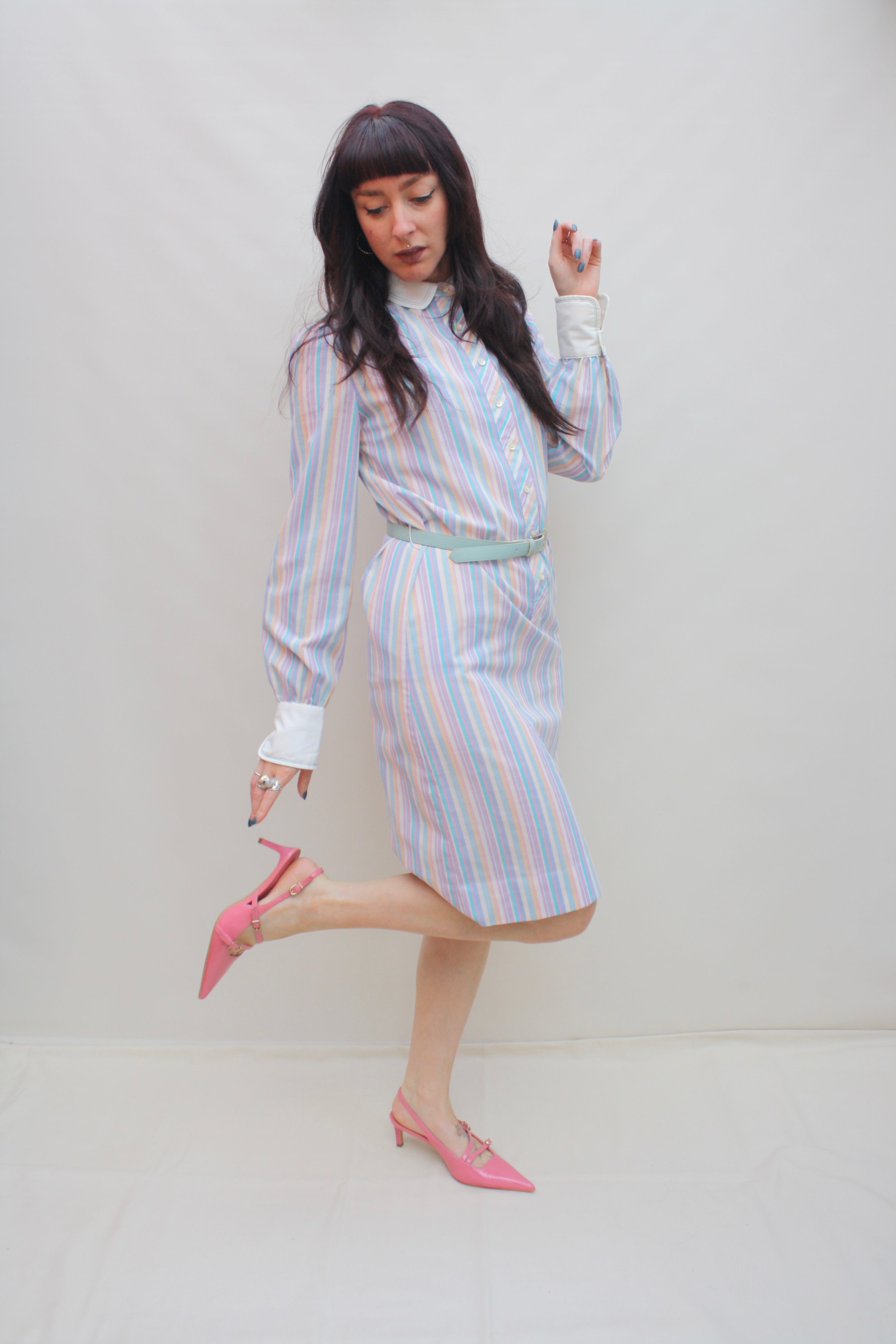 Vintage Striped Shirt Dress