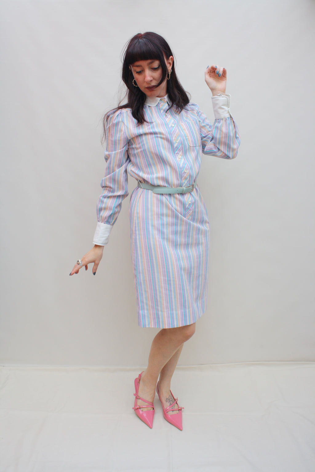 Vintage Striped Shirt Dress