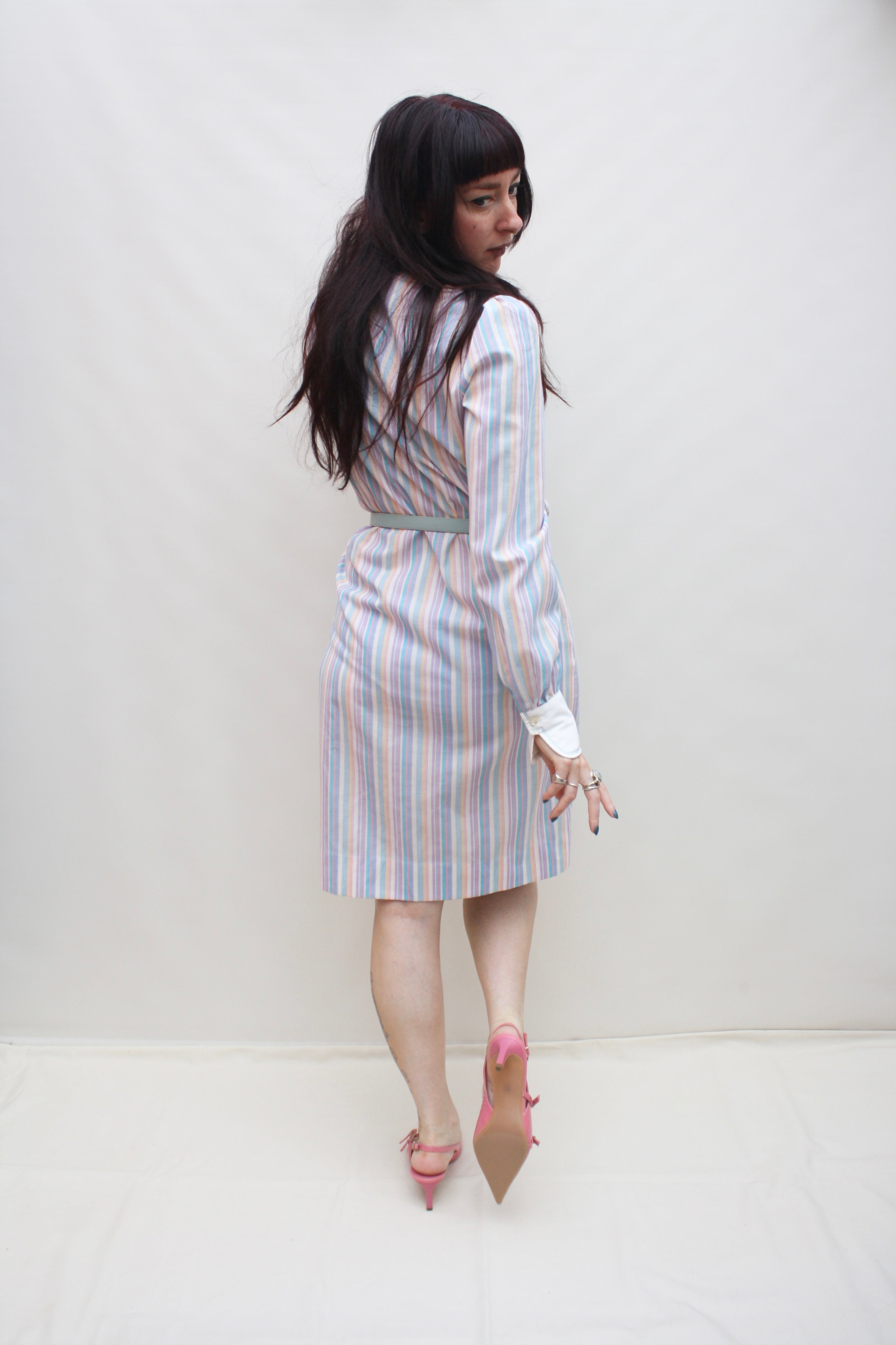 Vintage Striped Shirt Dress
