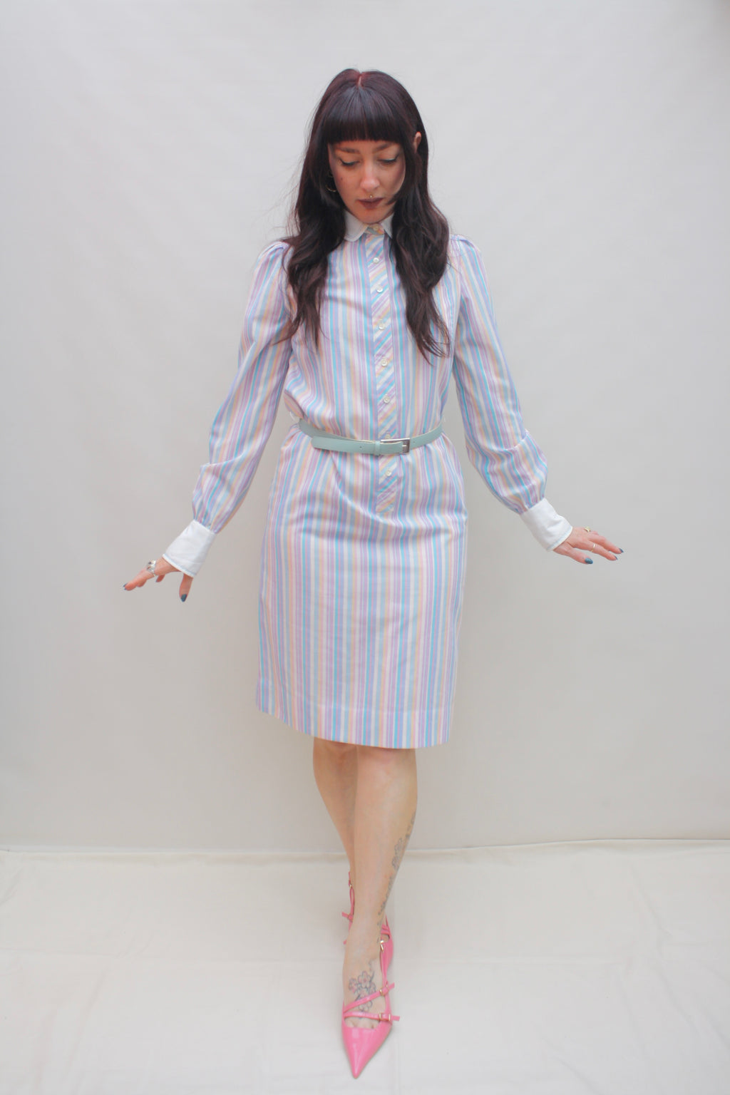 Vintage Striped Shirt Dress