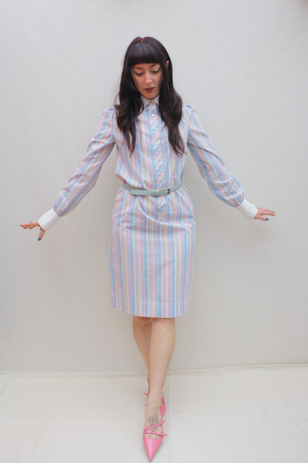 Vintage Striped Shirt Dress