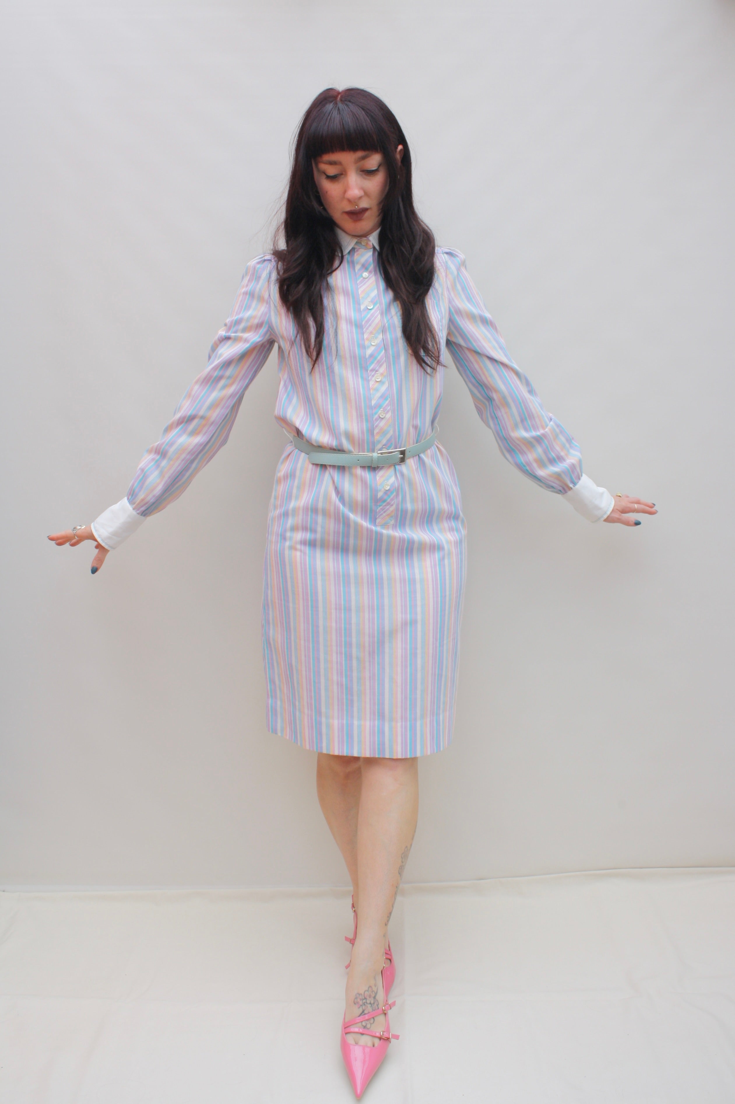 Vintage Striped Shirt Dress