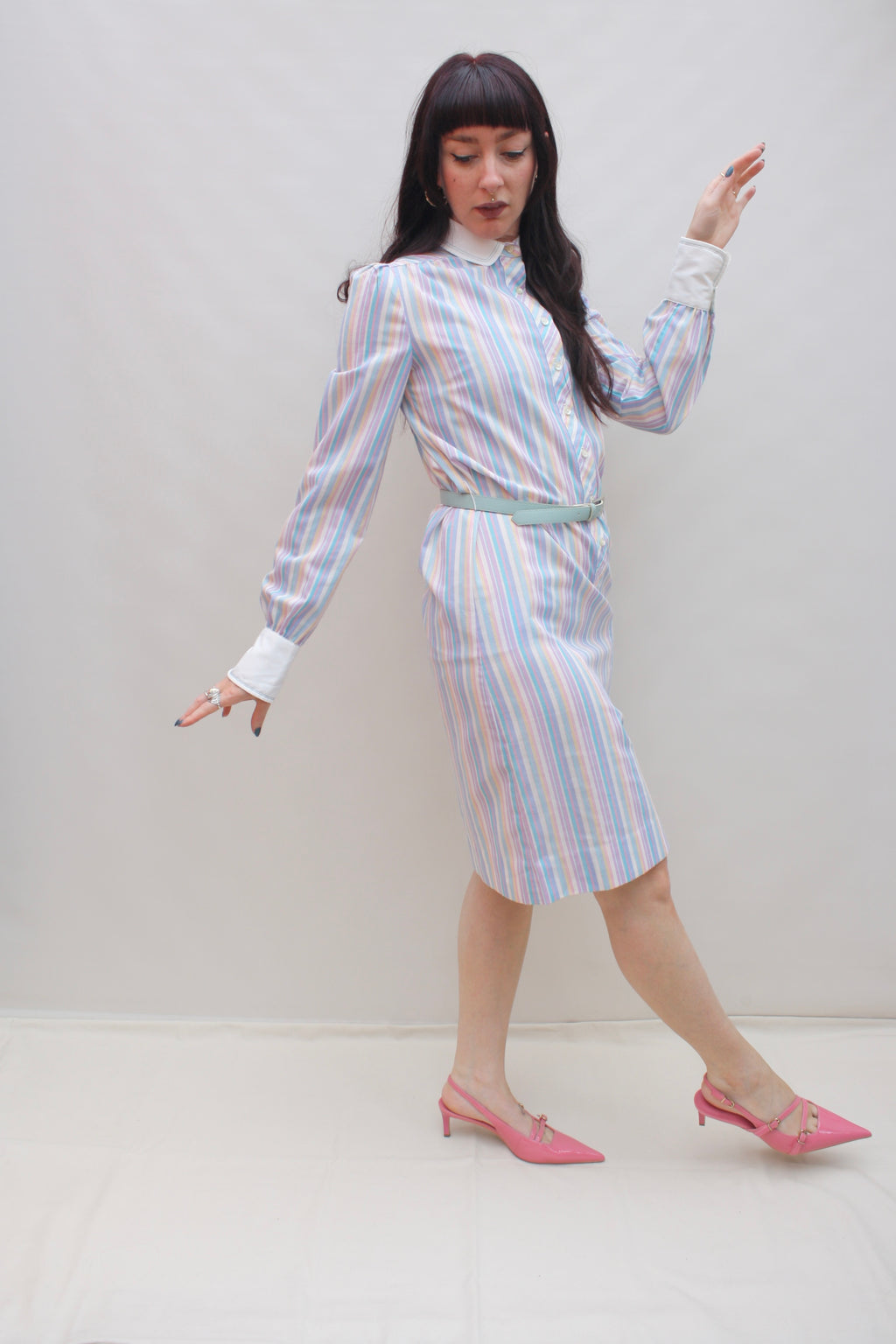 Vintage Striped Shirt Dress
