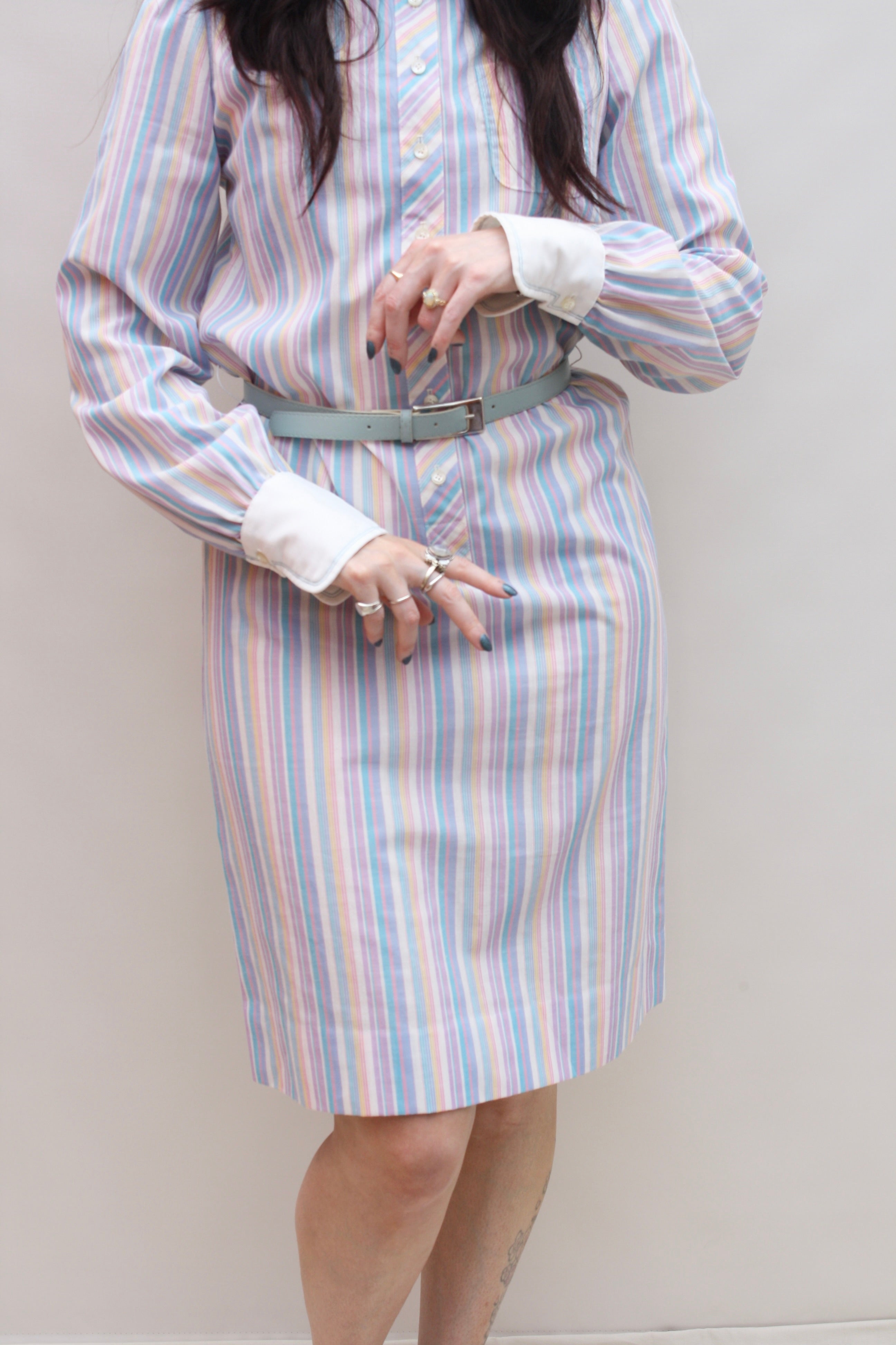Vintage Striped Shirt Dress