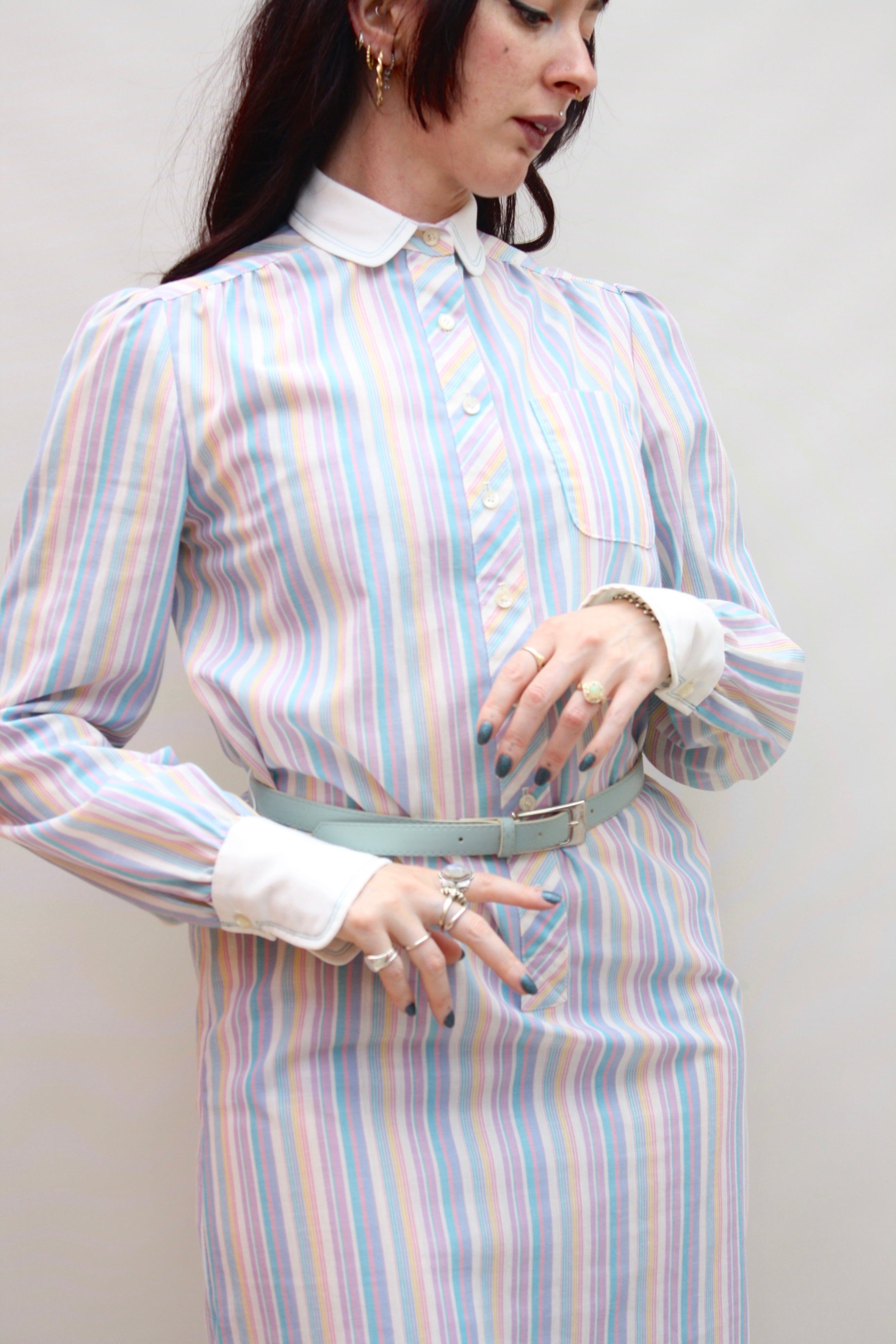 Vintage Striped Shirt Dress