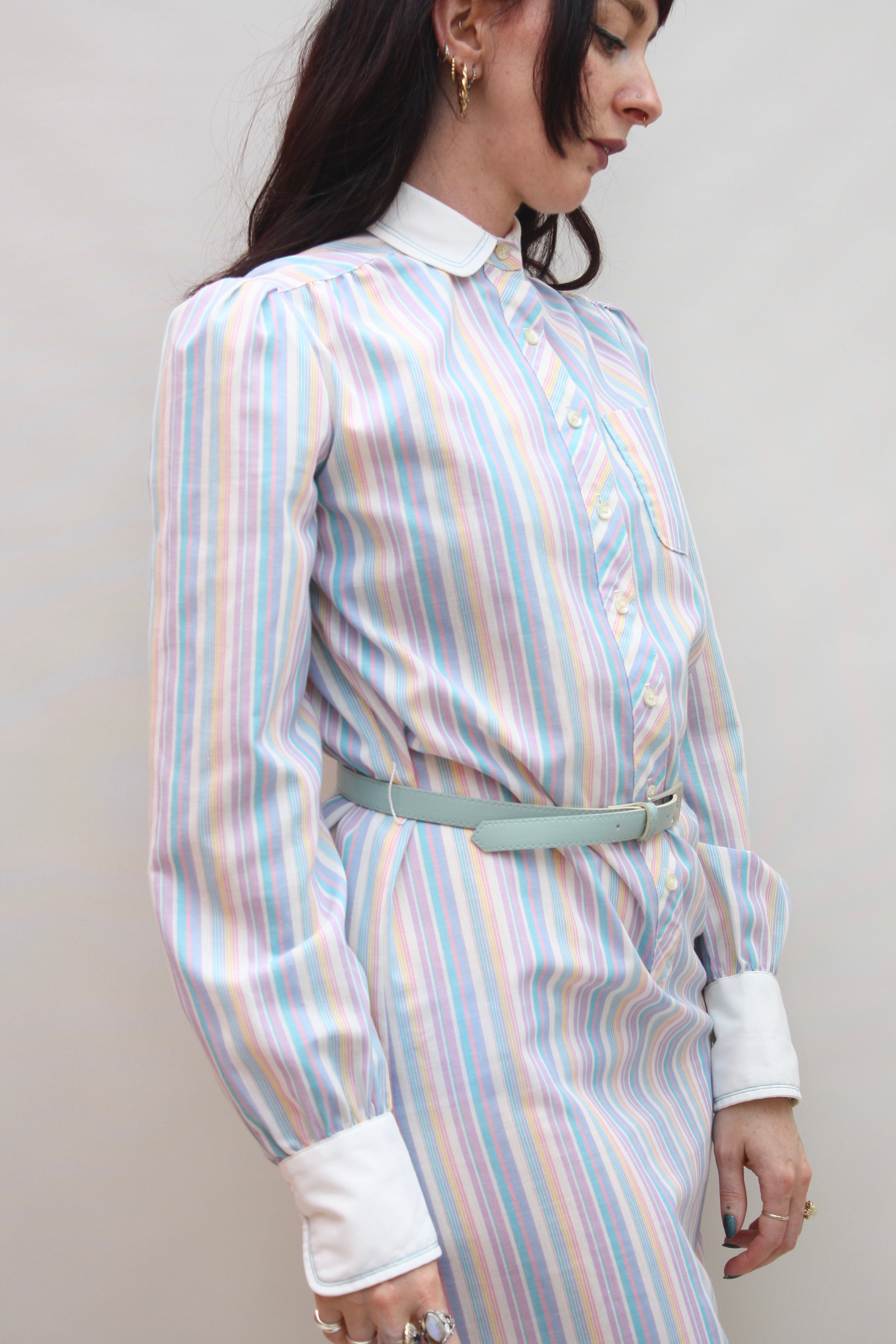 Vintage Striped Shirt Dress
