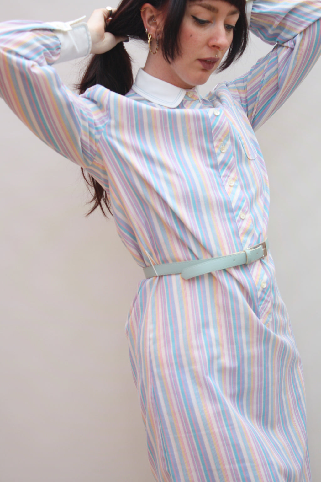 Vintage Striped Shirt Dress