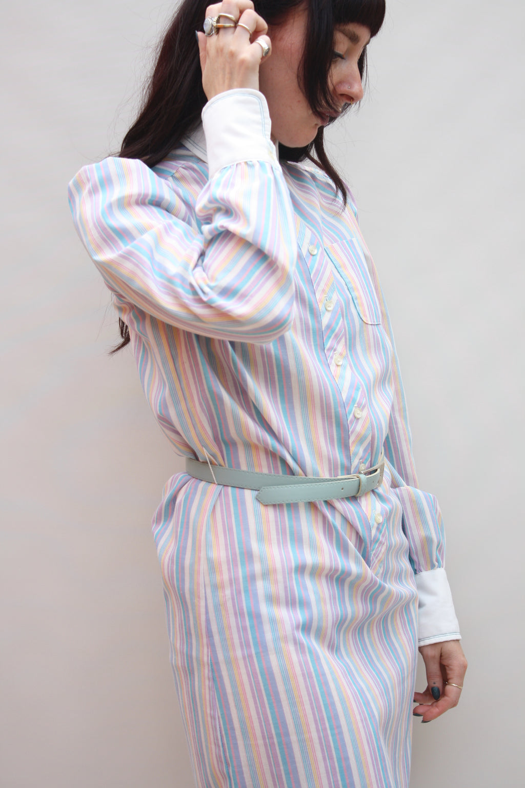 Vintage Striped Shirt Dress