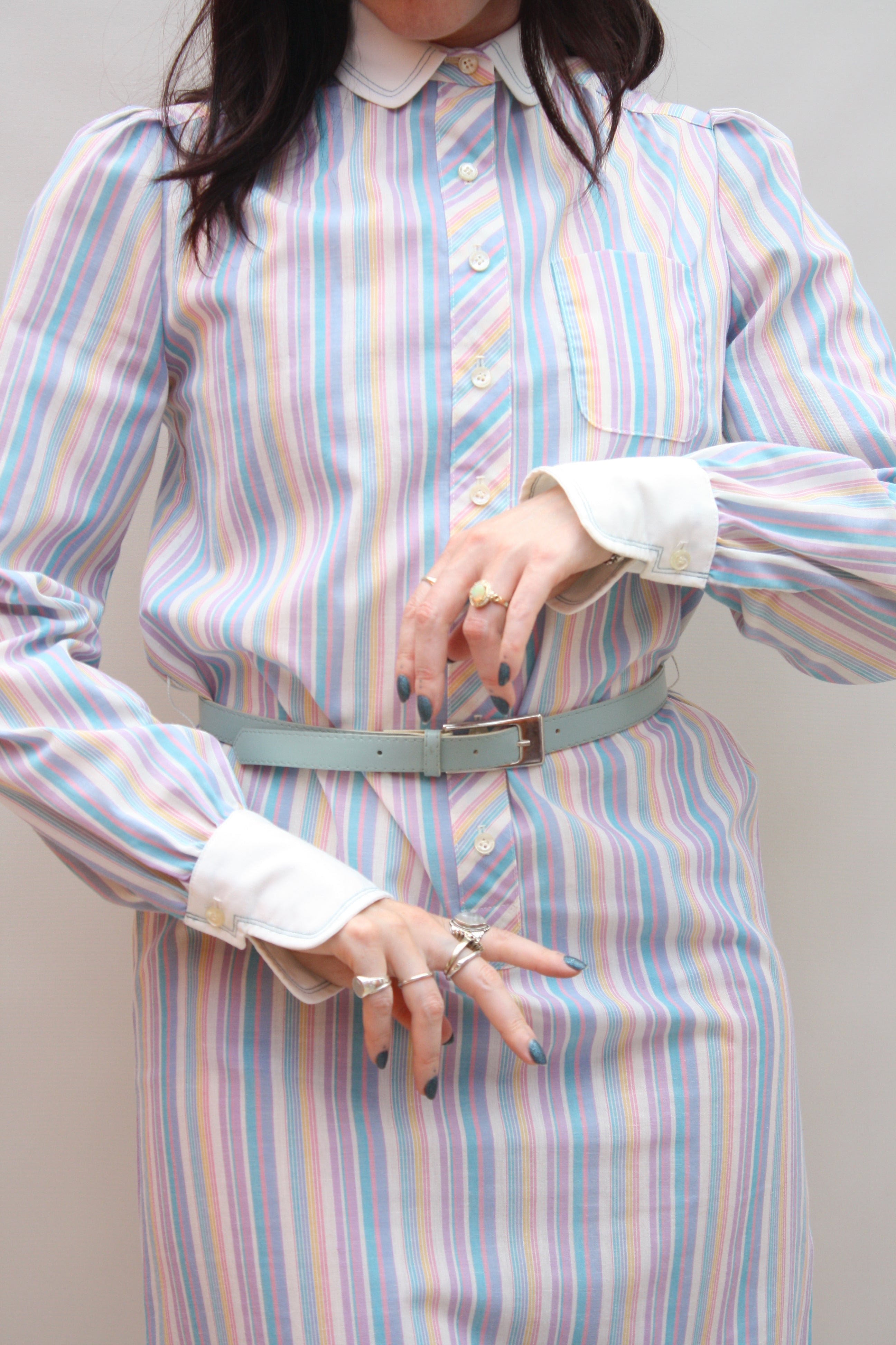 Vintage Striped Shirt Dress