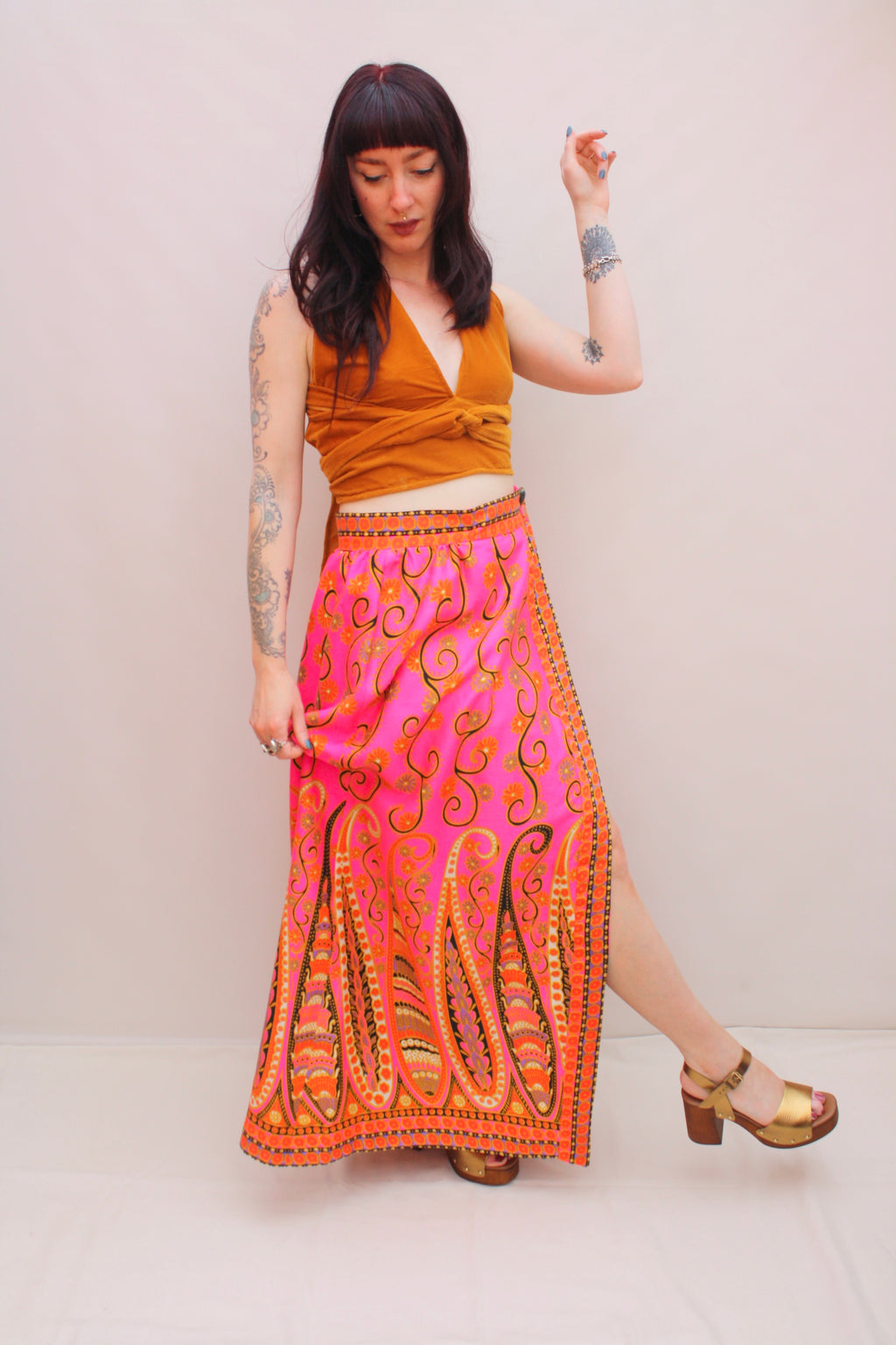 Vintage Paisley Wrap Skirt