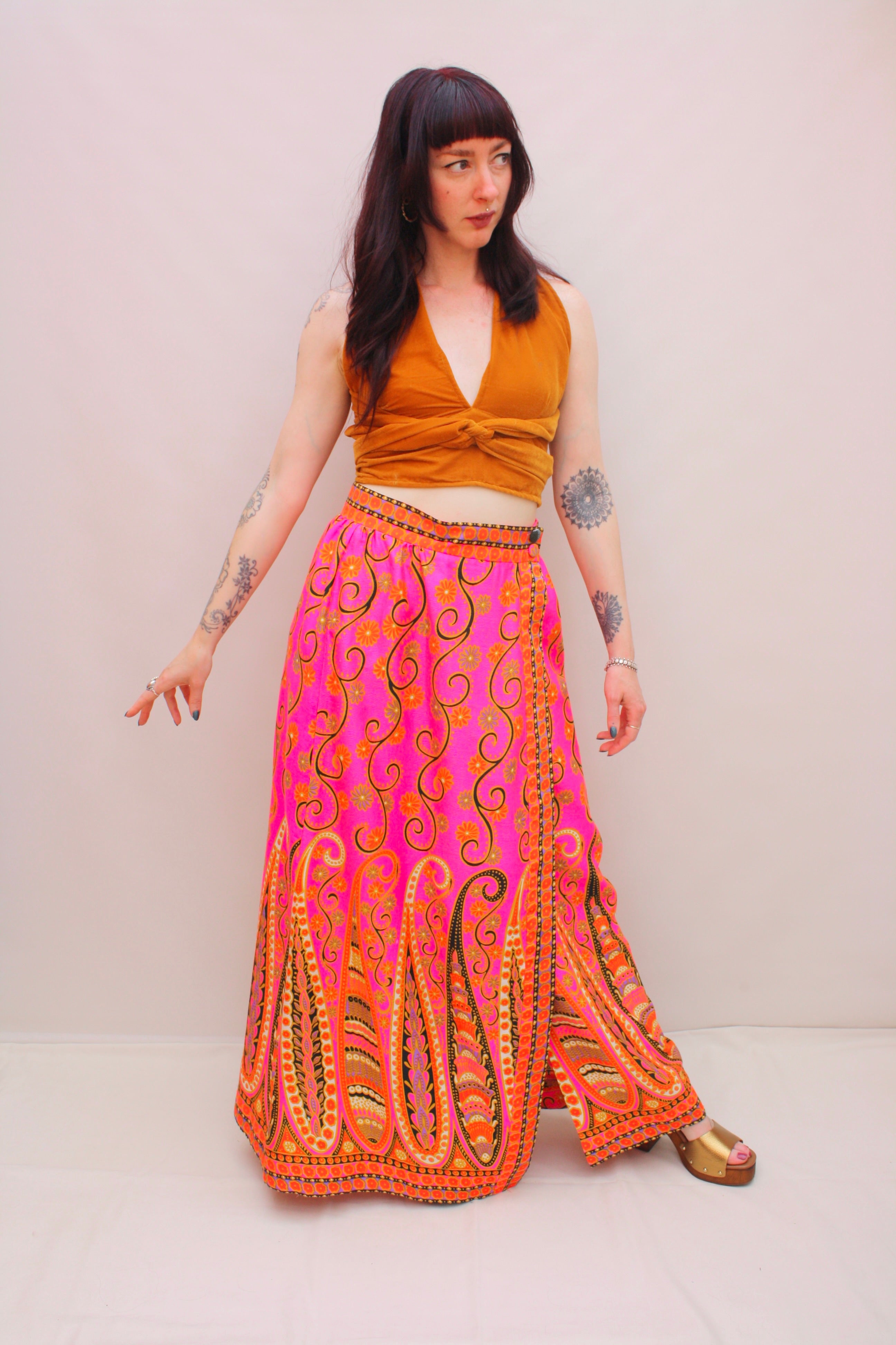Vintage Paisley Wrap Skirt