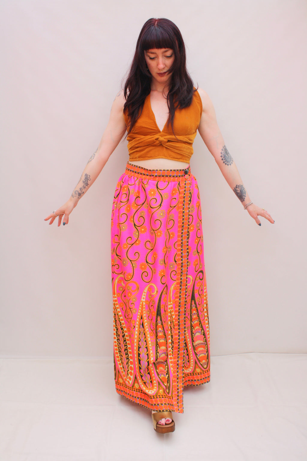 Vintage Paisley Wrap Skirt