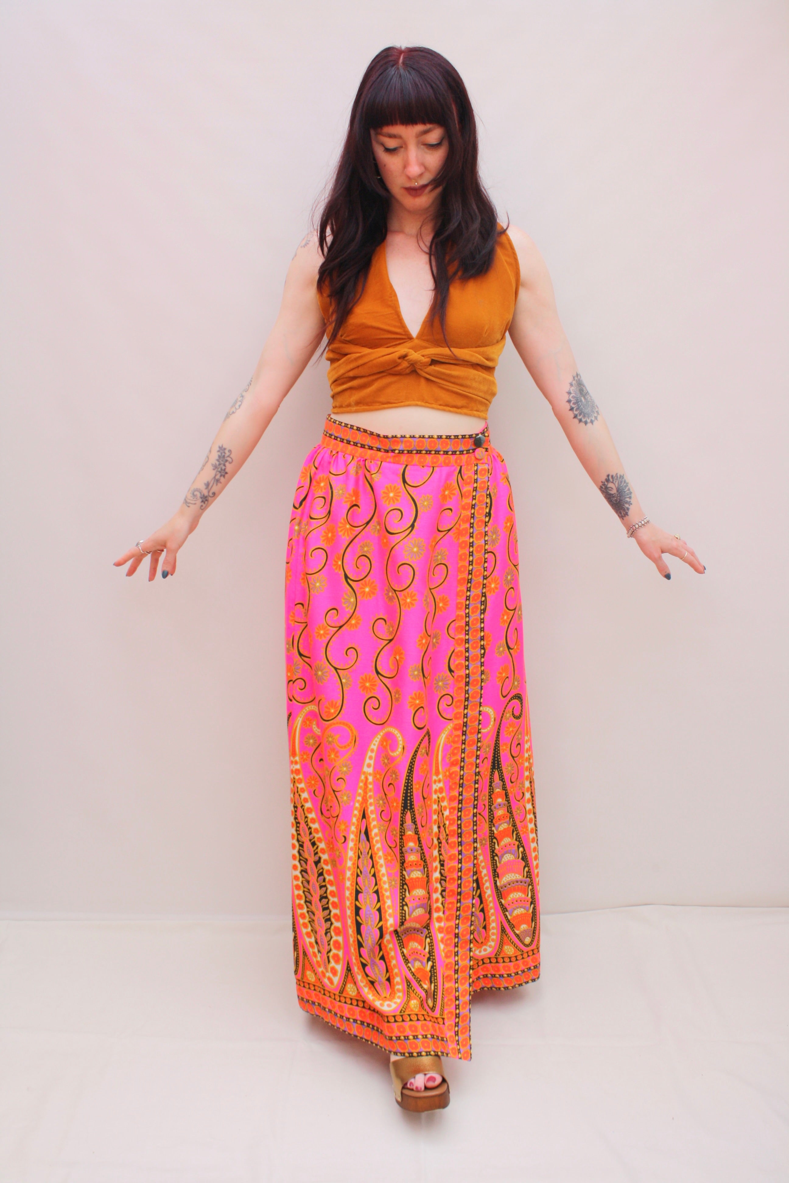 Vintage Paisley Wrap Skirt