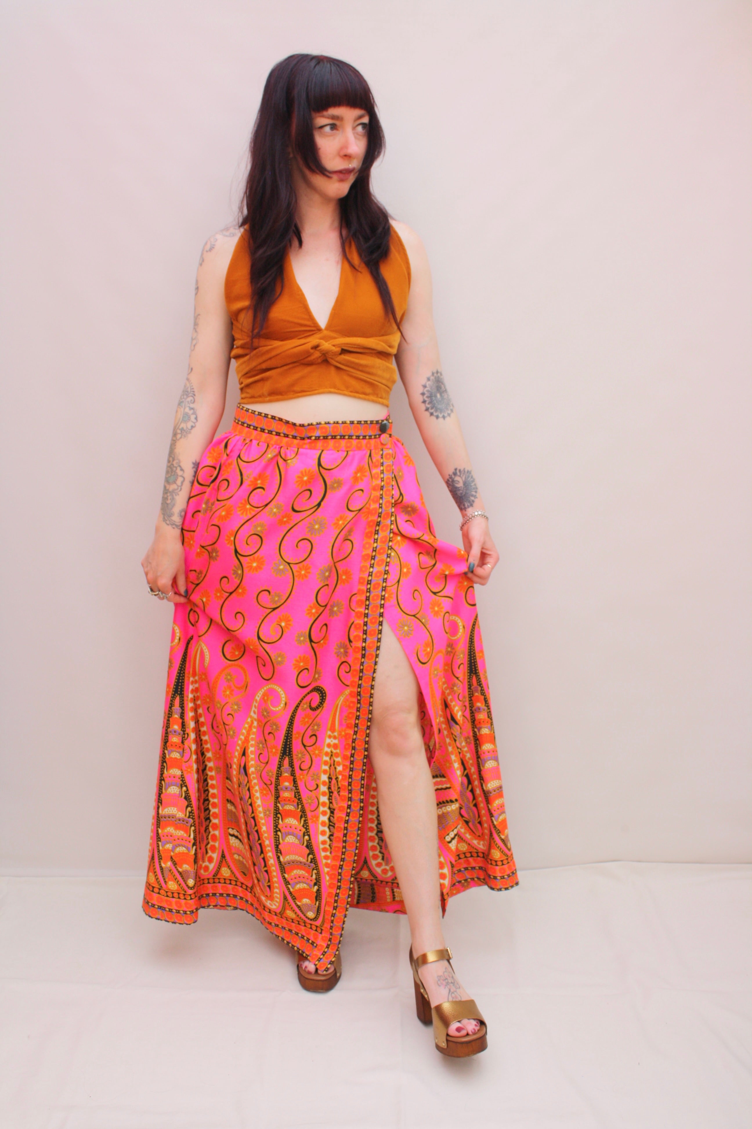 Vintage Paisley Wrap Skirt