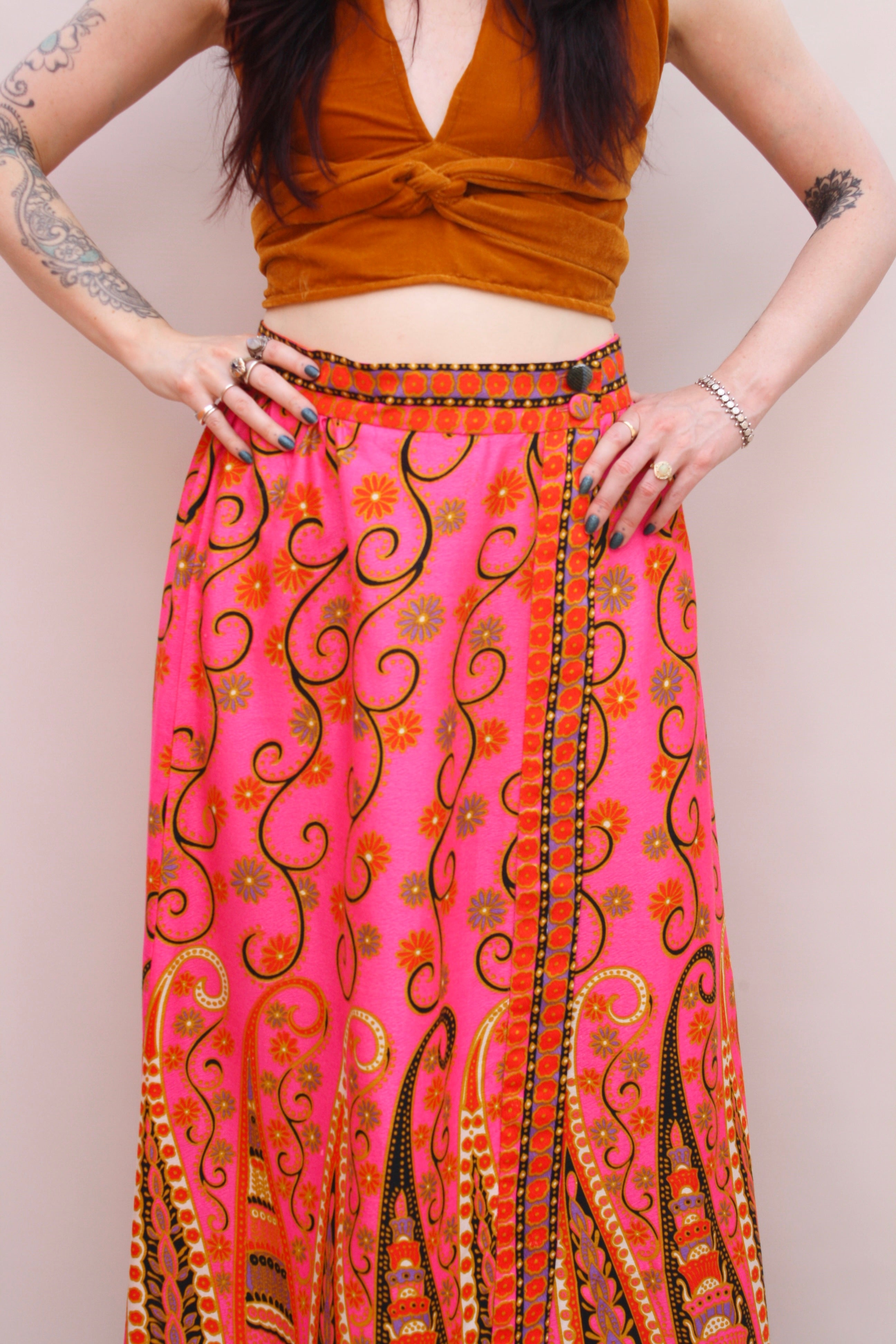 Vintage Paisley Wrap Skirt
