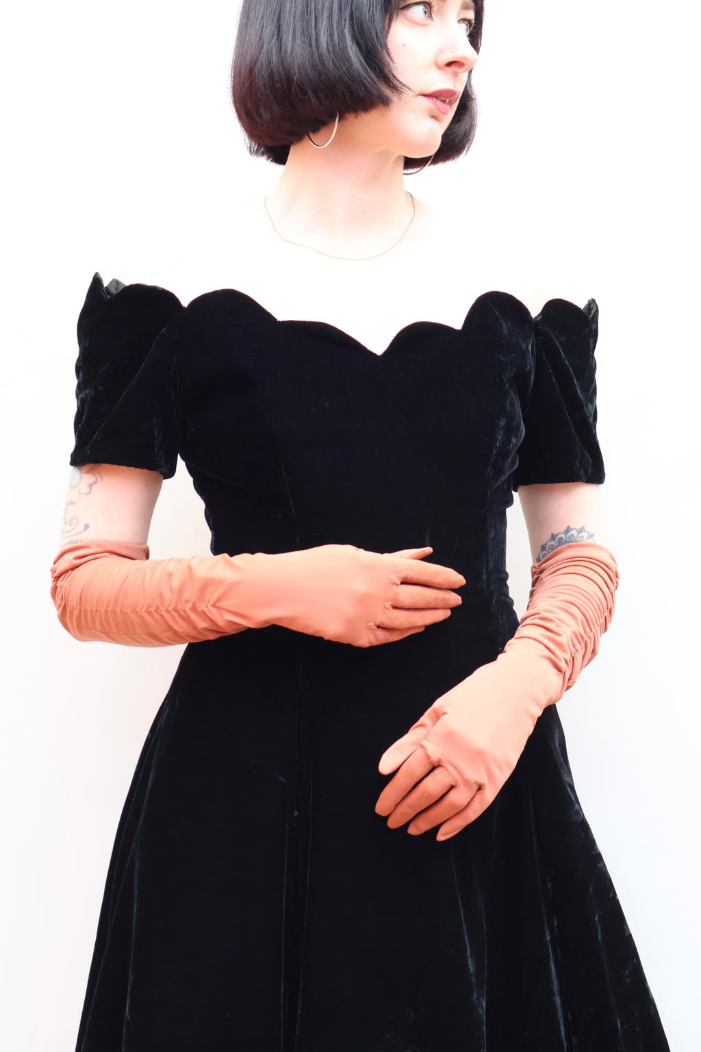 Vintage Scalloped Velvet Dress